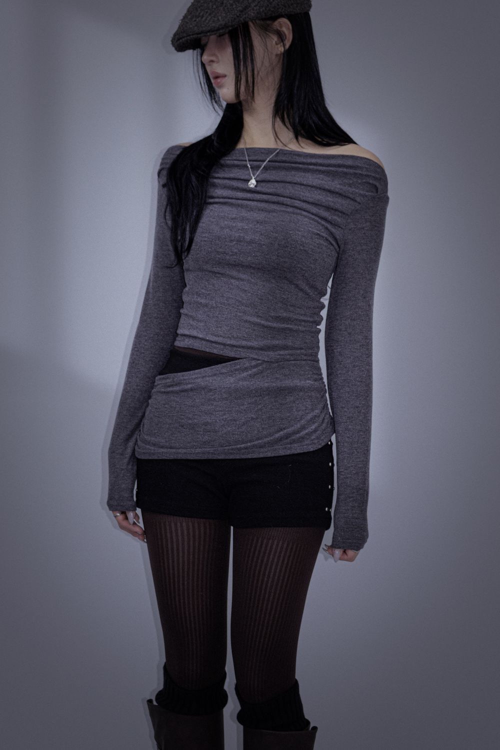 Cutout Off-Shoulder Ruched Top