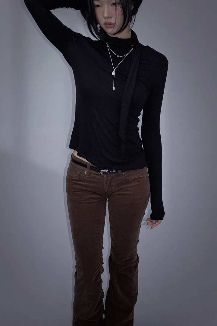Cotton Tie-neck Long Sleeve