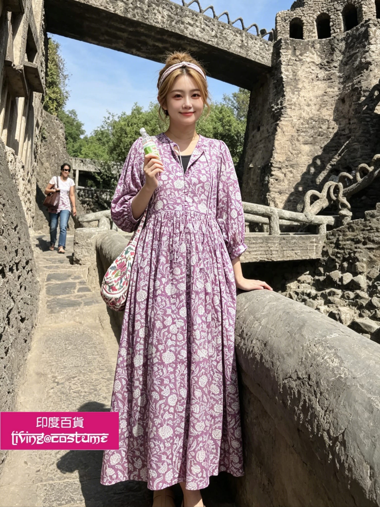 印度木刻印花純綿連身裙