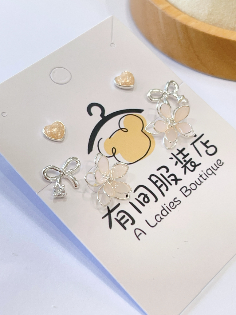 蓝色樱花蝴蝶耳环套装