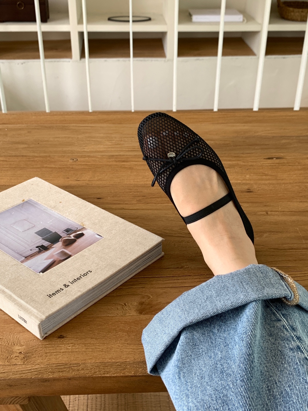 Ribbon Netted Ballet Flats (3 colors)
