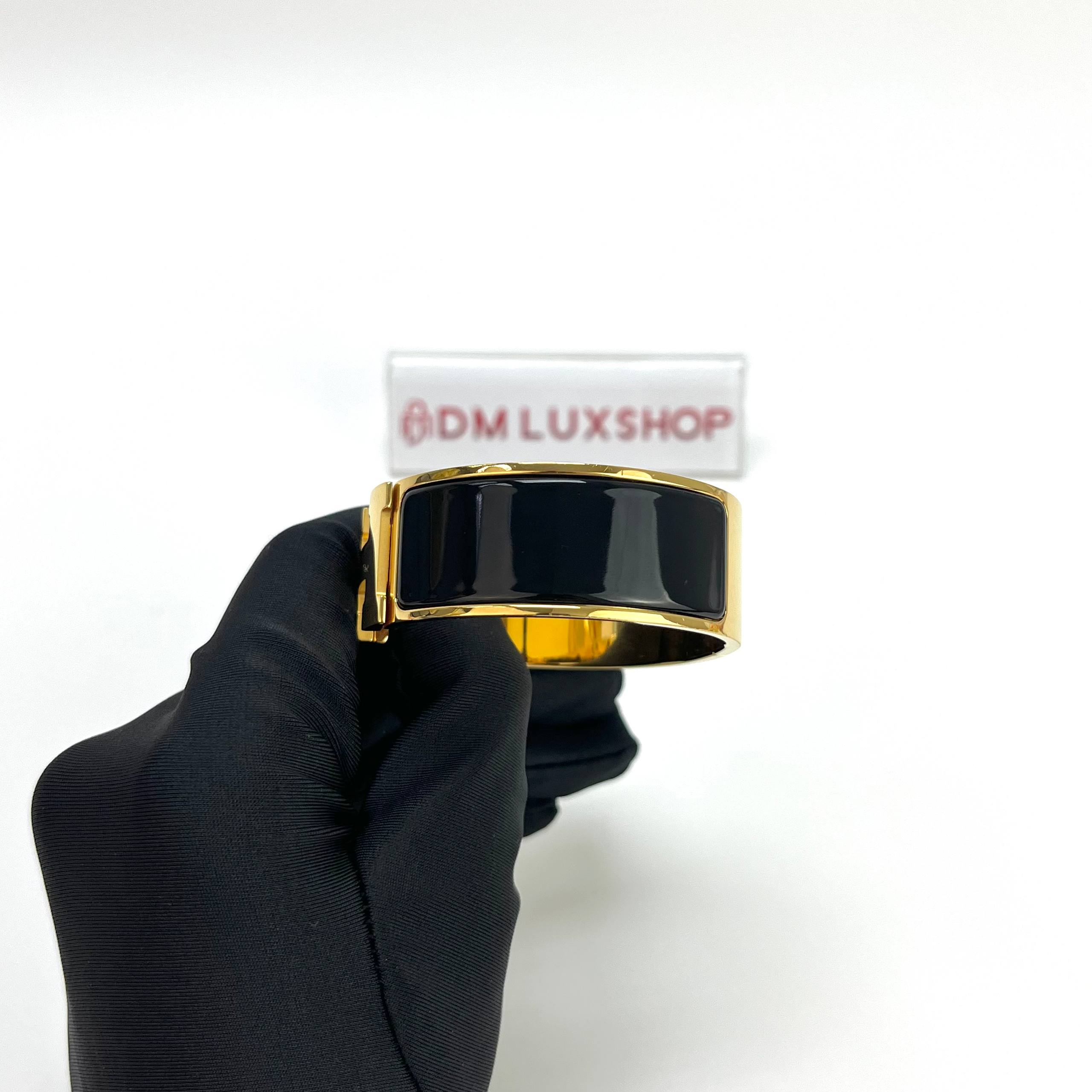Hermes Black Clic H Bracelet GHW