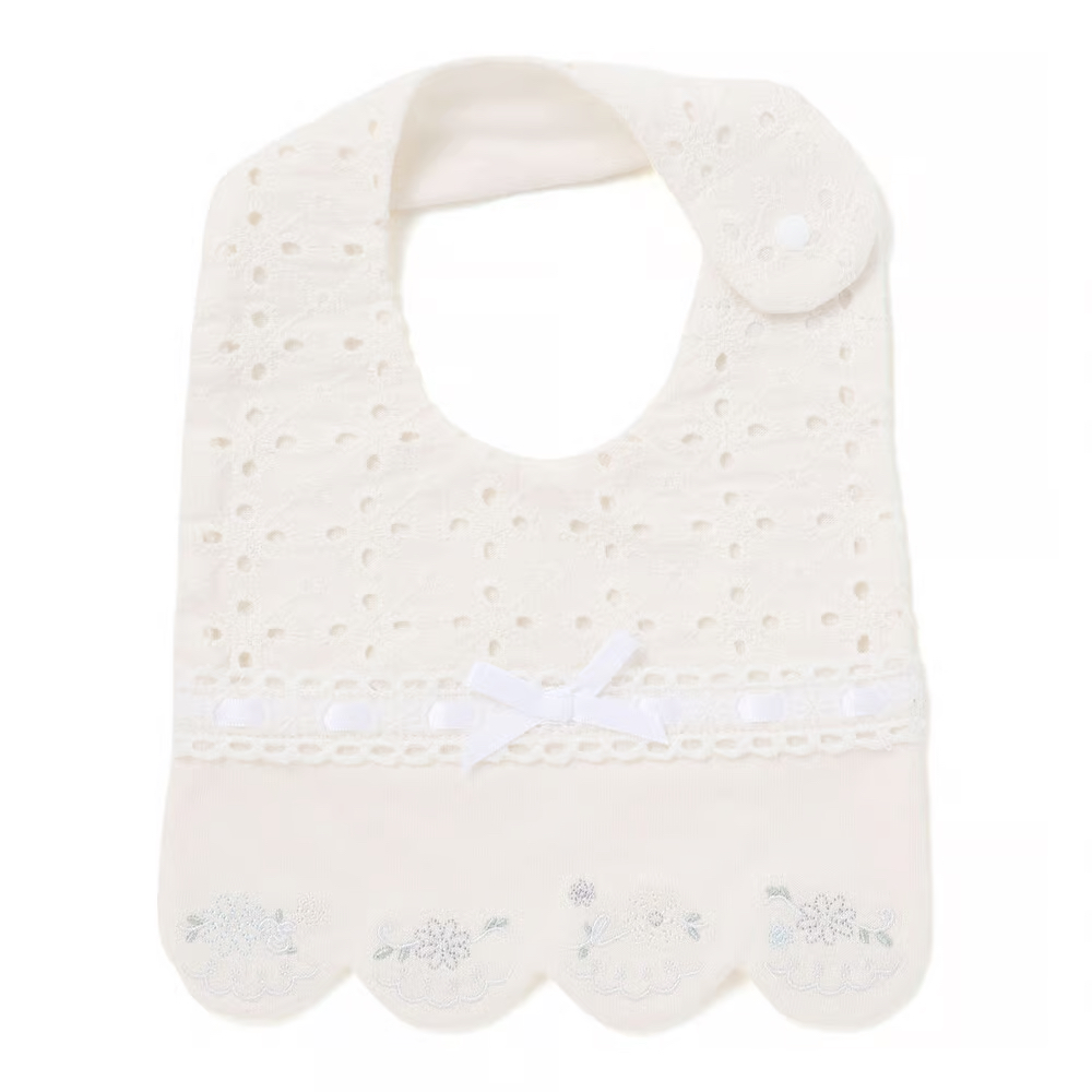 🇯🇵預訂 日本直送🇯🇵Slap Slip Baby兩色通花梯形絲帶蕾絲刺繡圍兜