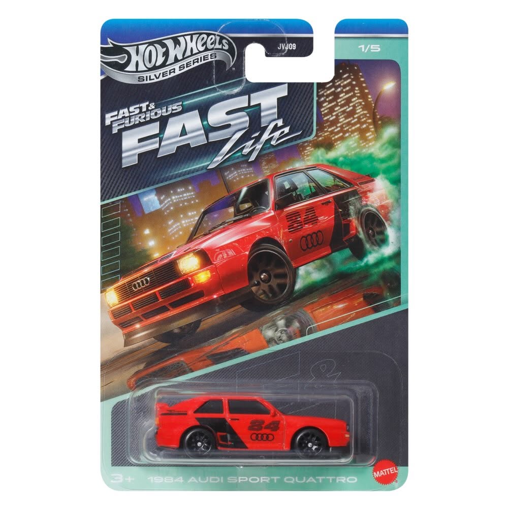【預訂 Pre-Order】 Hot Wheels 2027 Fast & Furious: Fast Life Silver Series Set of 5: 1984 Audi Sport quattro / LB Super Silhouette Nissan Silvia (S15) / Nissan GT-R NISMO GT3 / Custom 1968 Camaro / 2018 Dodge Challenger SRT Demon