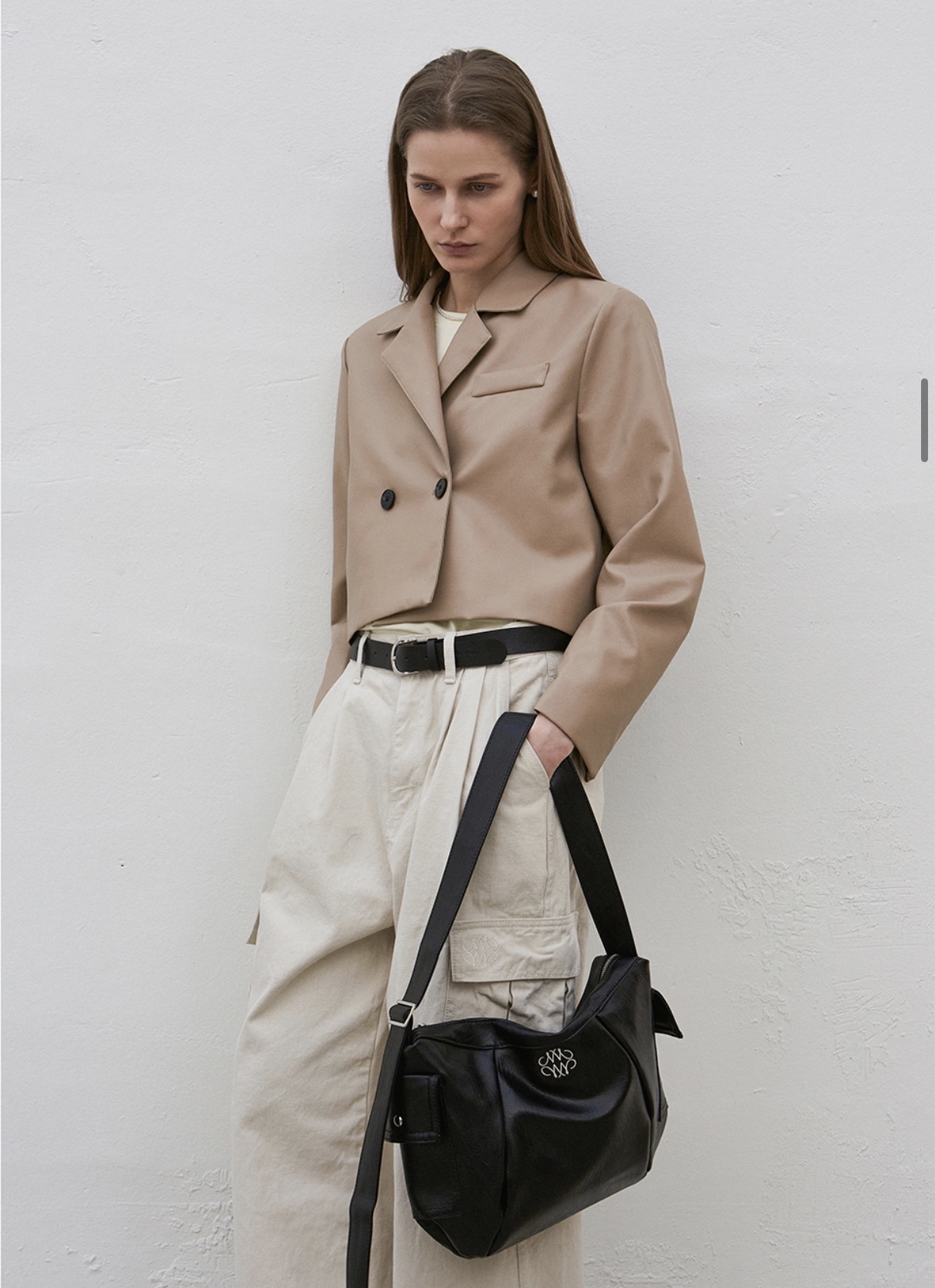 NICK NICOLE LINE HOBO BAG_BLACK