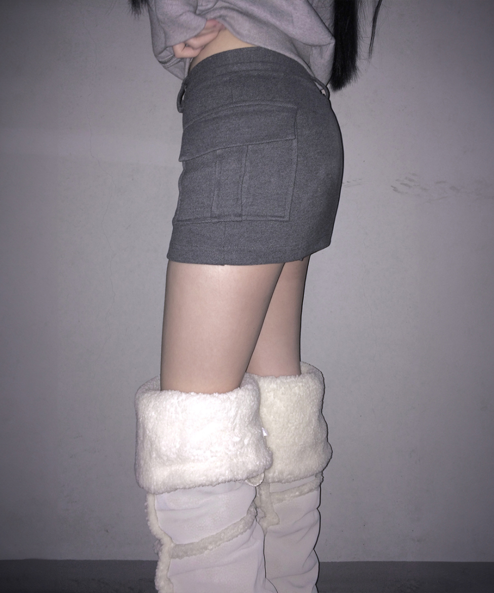 Wool Blend Cargo Mini Skort