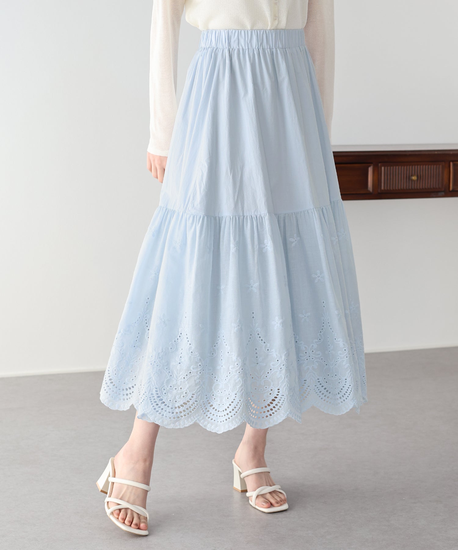 新色加入！<JP> Short/ Long v. 鏤空波浪～質感花紋刺繡裙* 3色入 <預購>