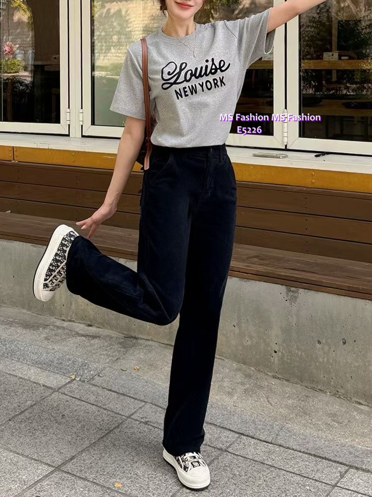 E5226 拼色字母tee
