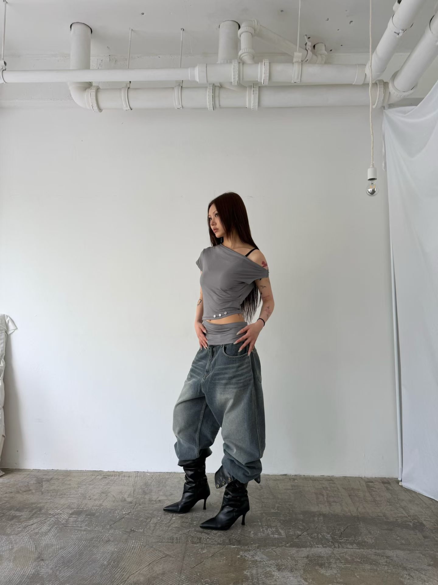 Asymmetric Ruched Cutout Top