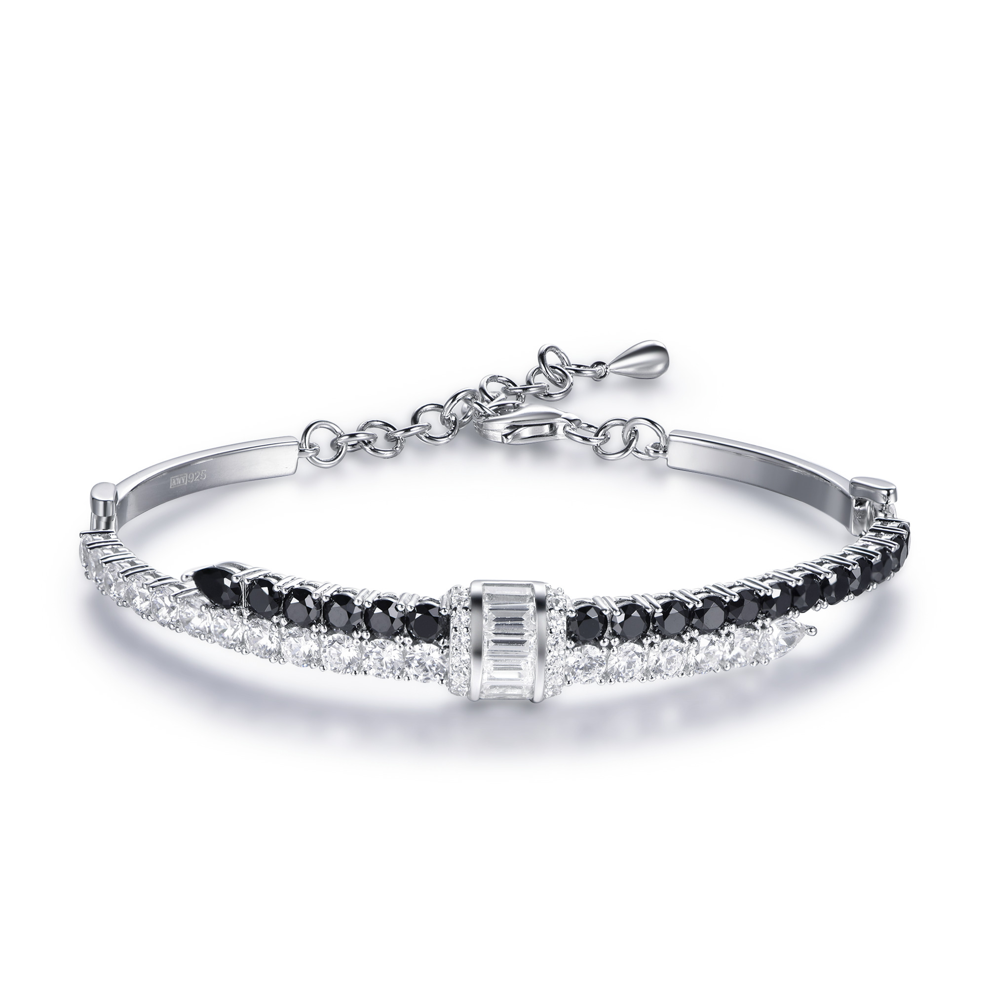 B1957 Sleek Line Noir Bangle-white&black