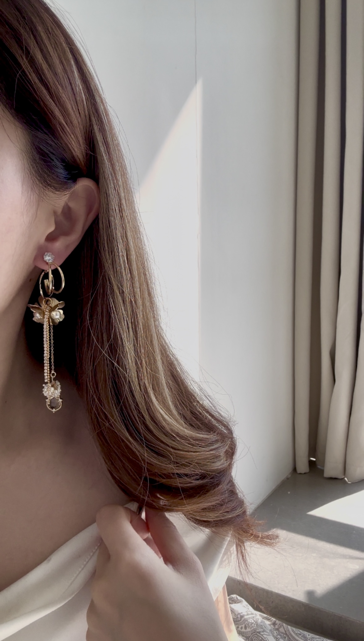 鑽戒花瓣水滴晶耳環💍