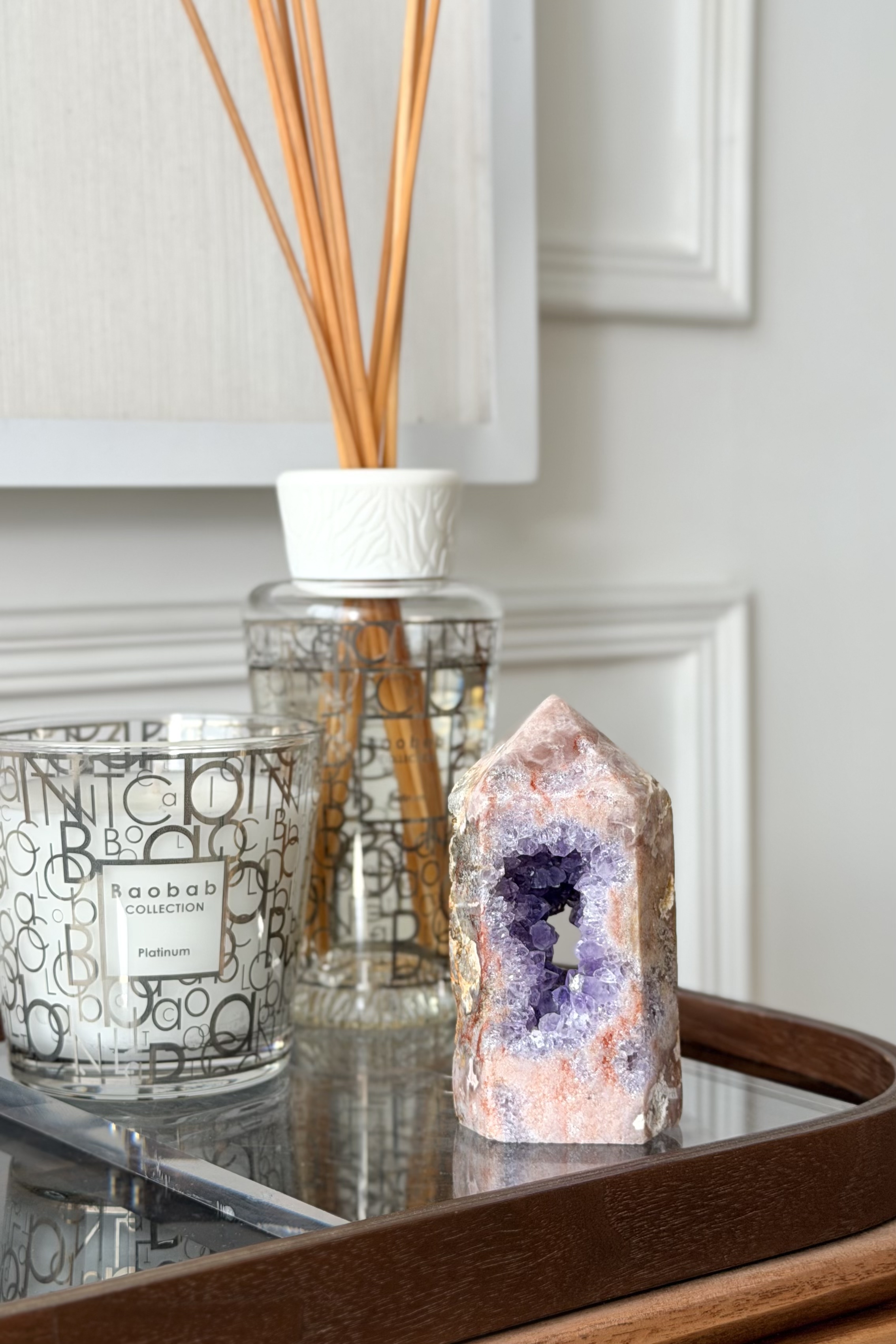 ༒10.2cm粉紅紫水晶 共生紫晶洞 晶牙六角柱༒ PA.6808C30GMm8-RA22*9js