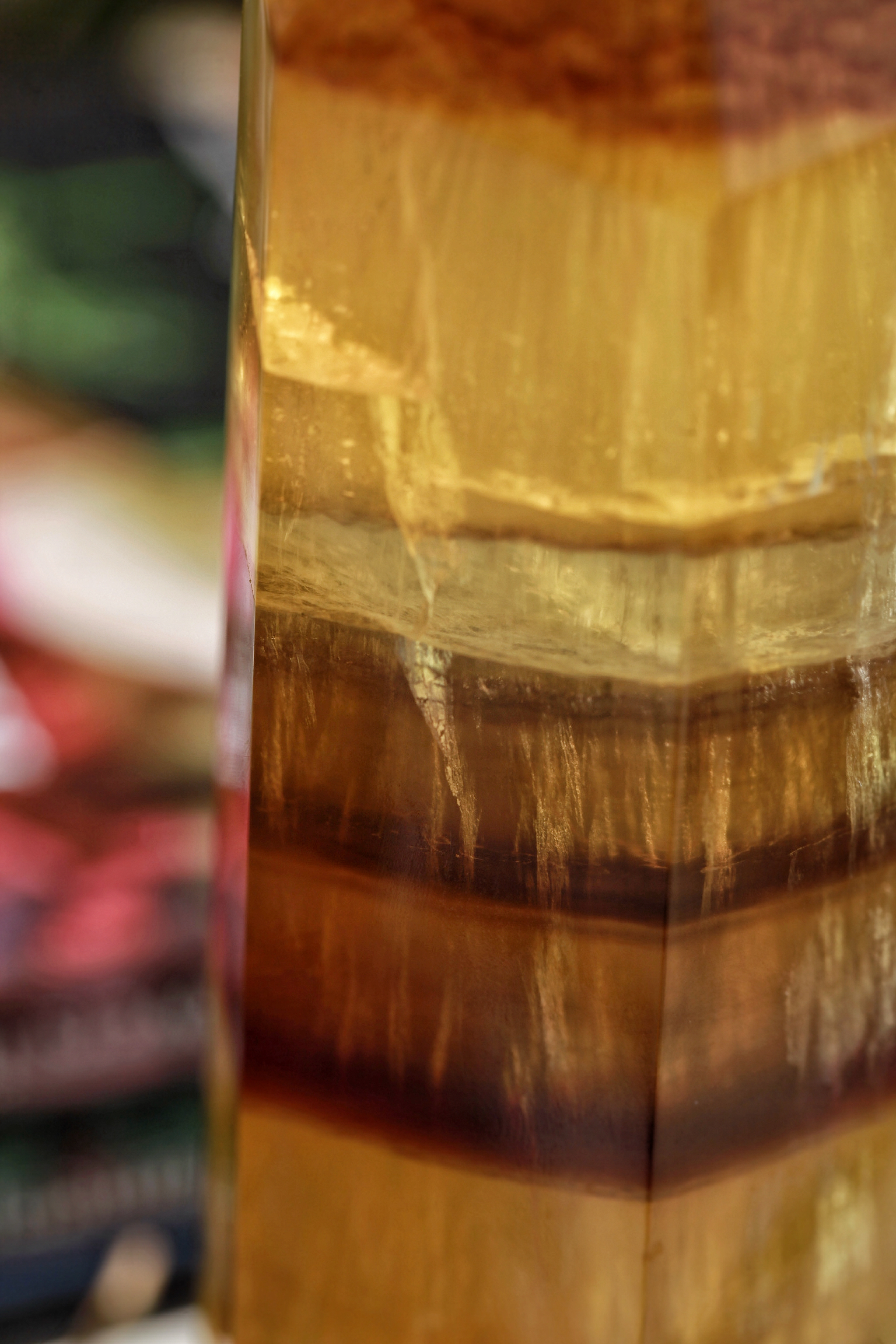  ༒18.6cm+黃螢石千層紋六角柱༒ FL.3502C82G10FM-RB5*