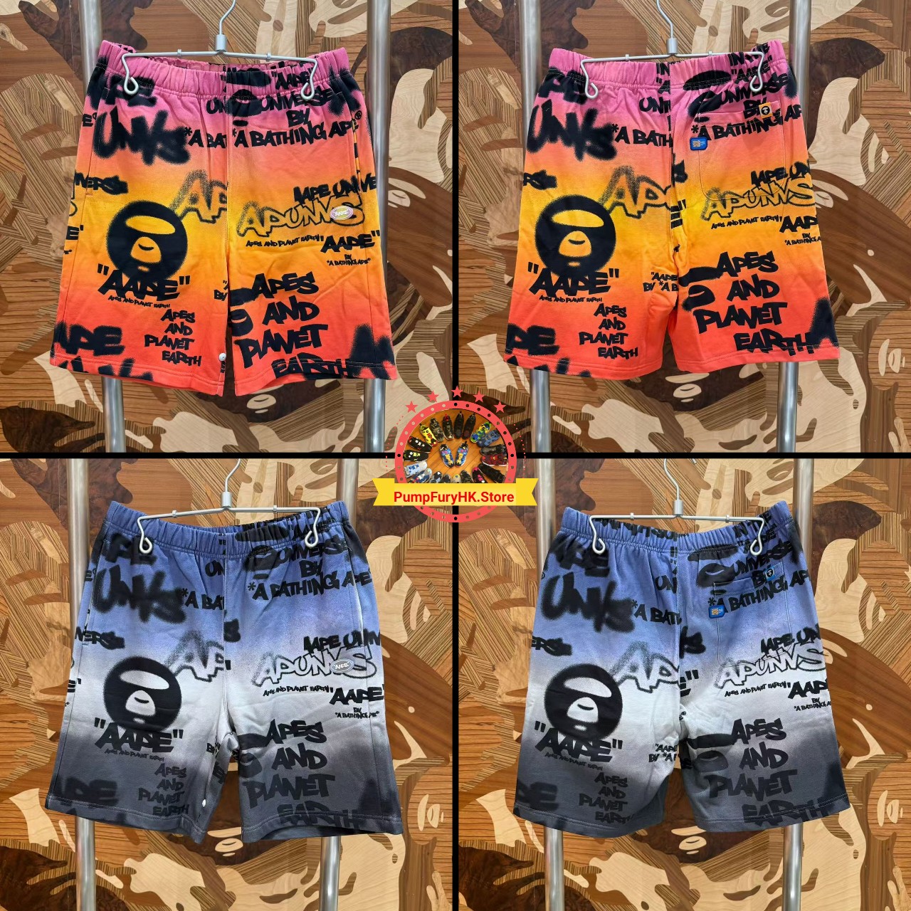 AAPE AAPEUNVS graffiti-print sweat shorts (D618)