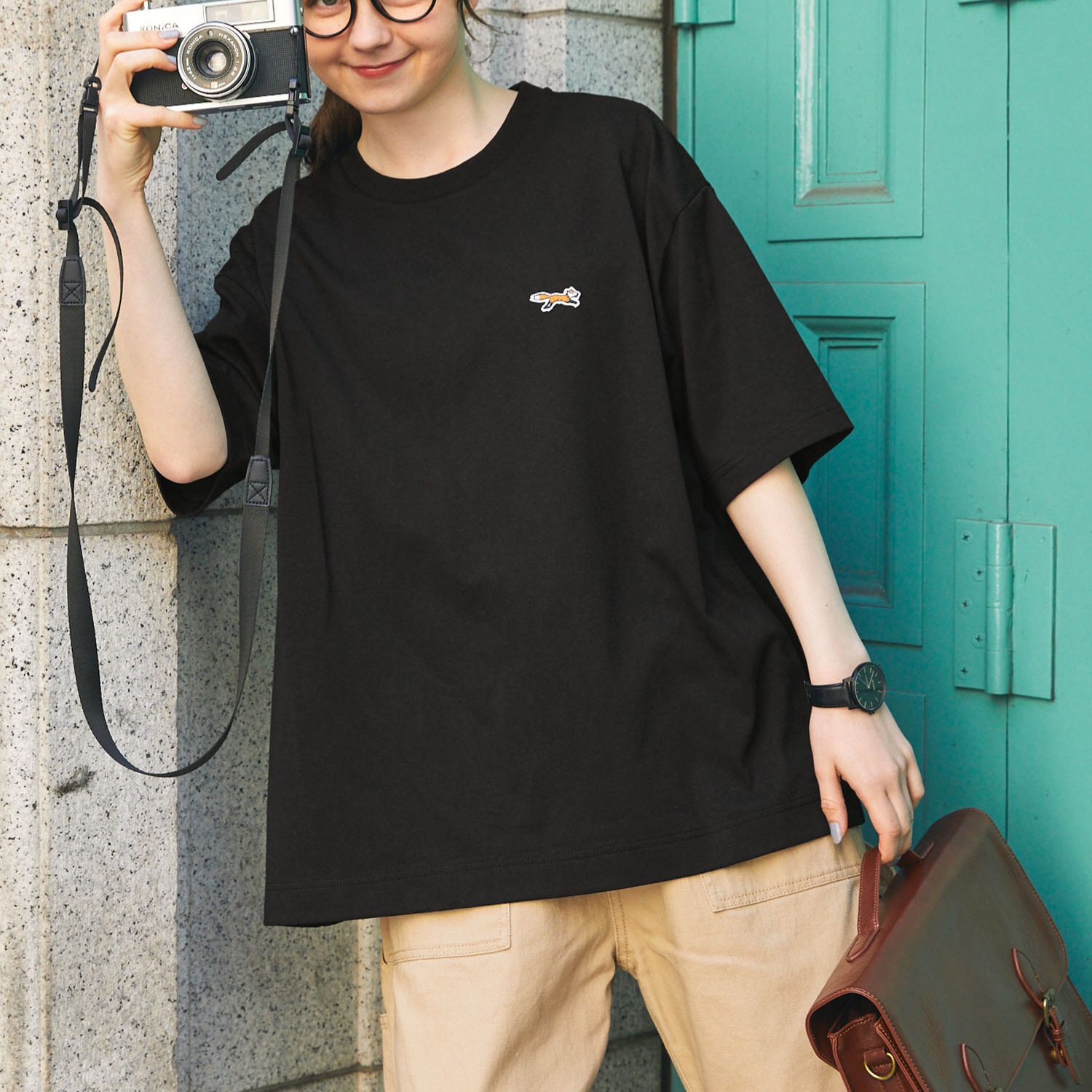 【✨️日本🇯🇵 pre-order 刺繡 logo tee✨️】 【共10色 | Size：S/M/L | 米色+酒紅邊/米白/黑色/mocha/灰色/海軍藍/淺藍/紅色/灰黑/黑白間條】