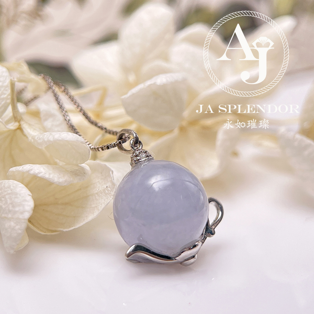 JN-1711 天然翡翠A玉 紫玉時尚茶壺神燈純銀吊墜