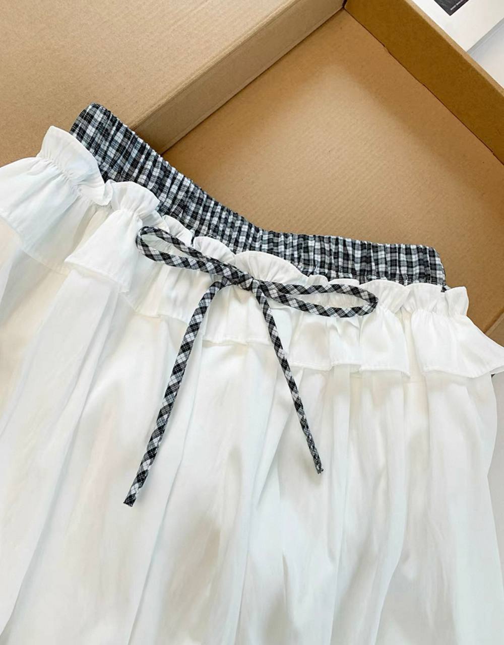 甜美芭蕾风格纹花苞裙 Balletcore Plaid Bubble Mini Skirt 