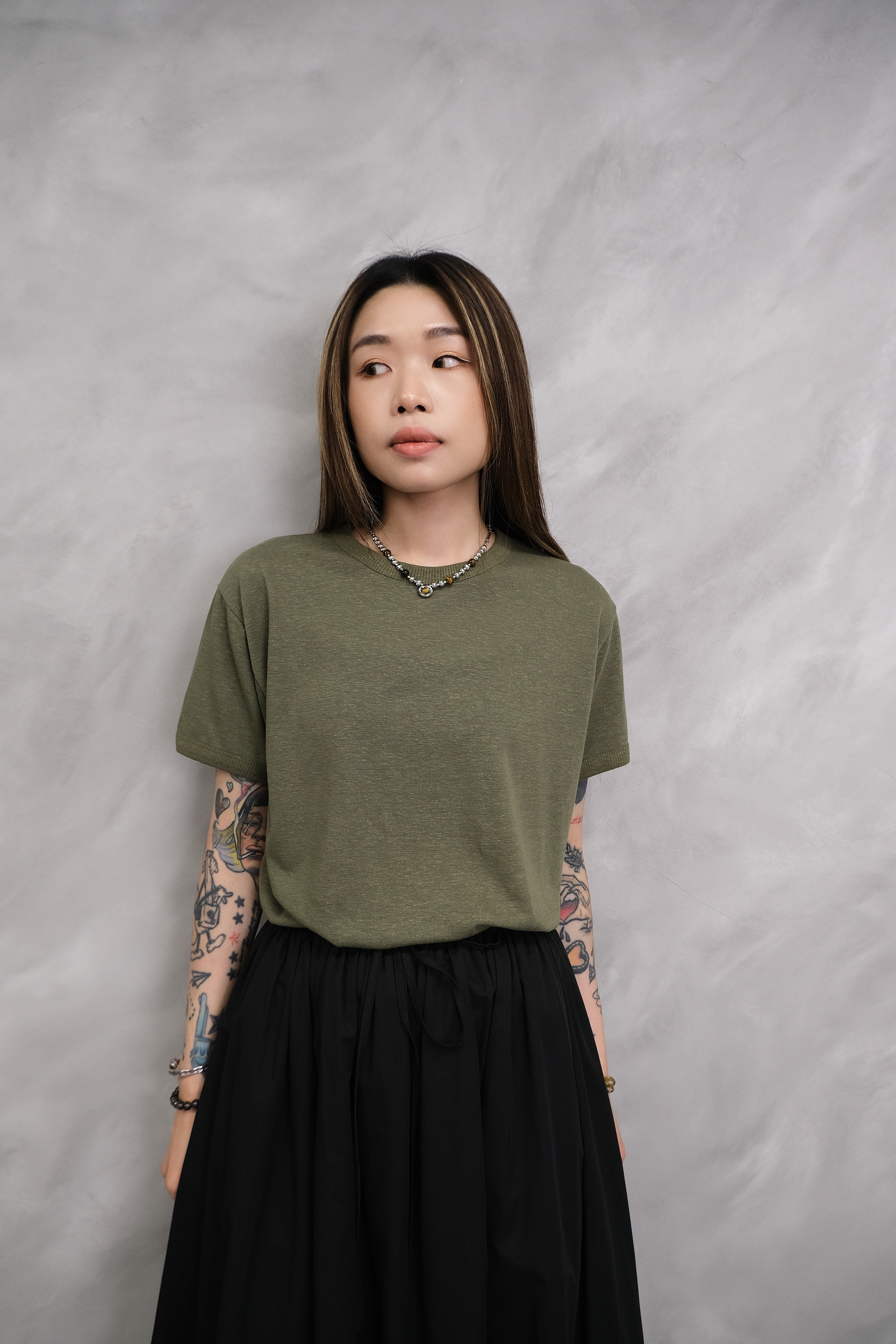 Linen basic tee #top139