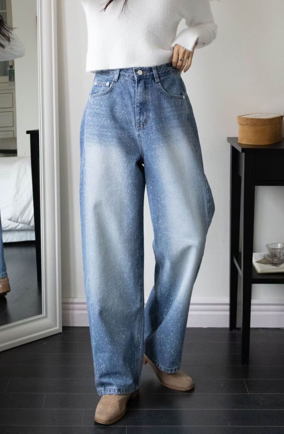 潑墨洗水牛仔褲