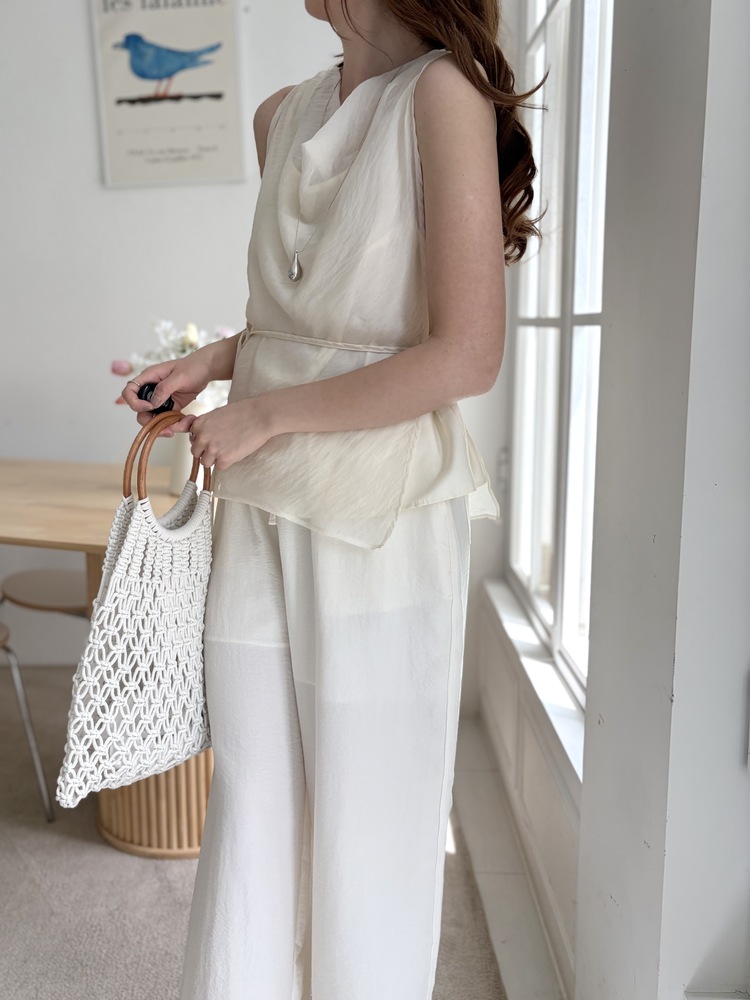 The Airy Elastic Pants (Cream)