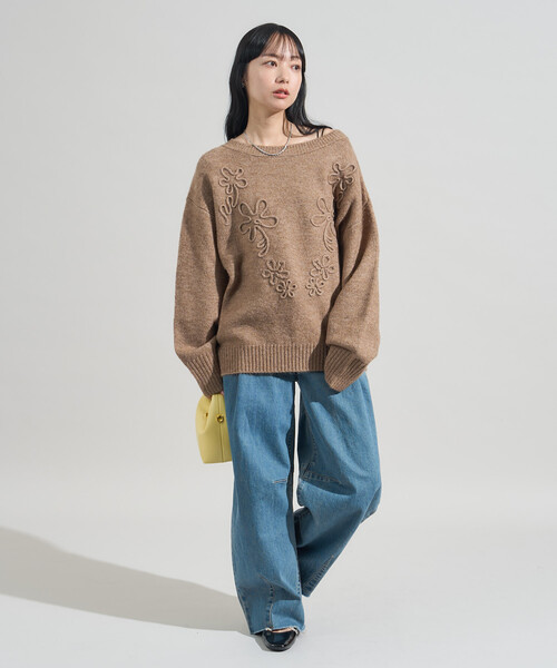 花花刺繡針織衫