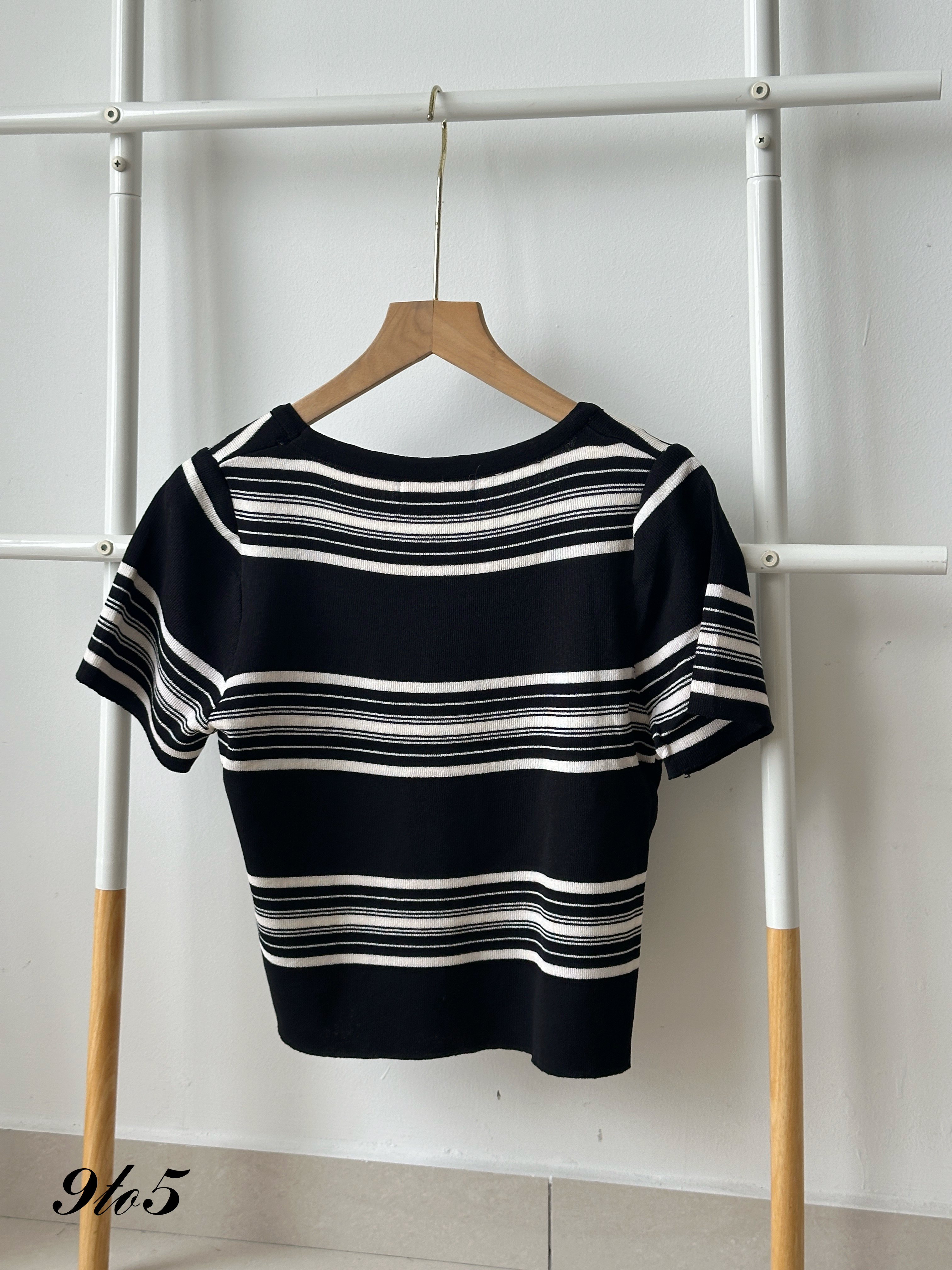 T4180 Square Neck Stripe Knit Top - 3 Colors 