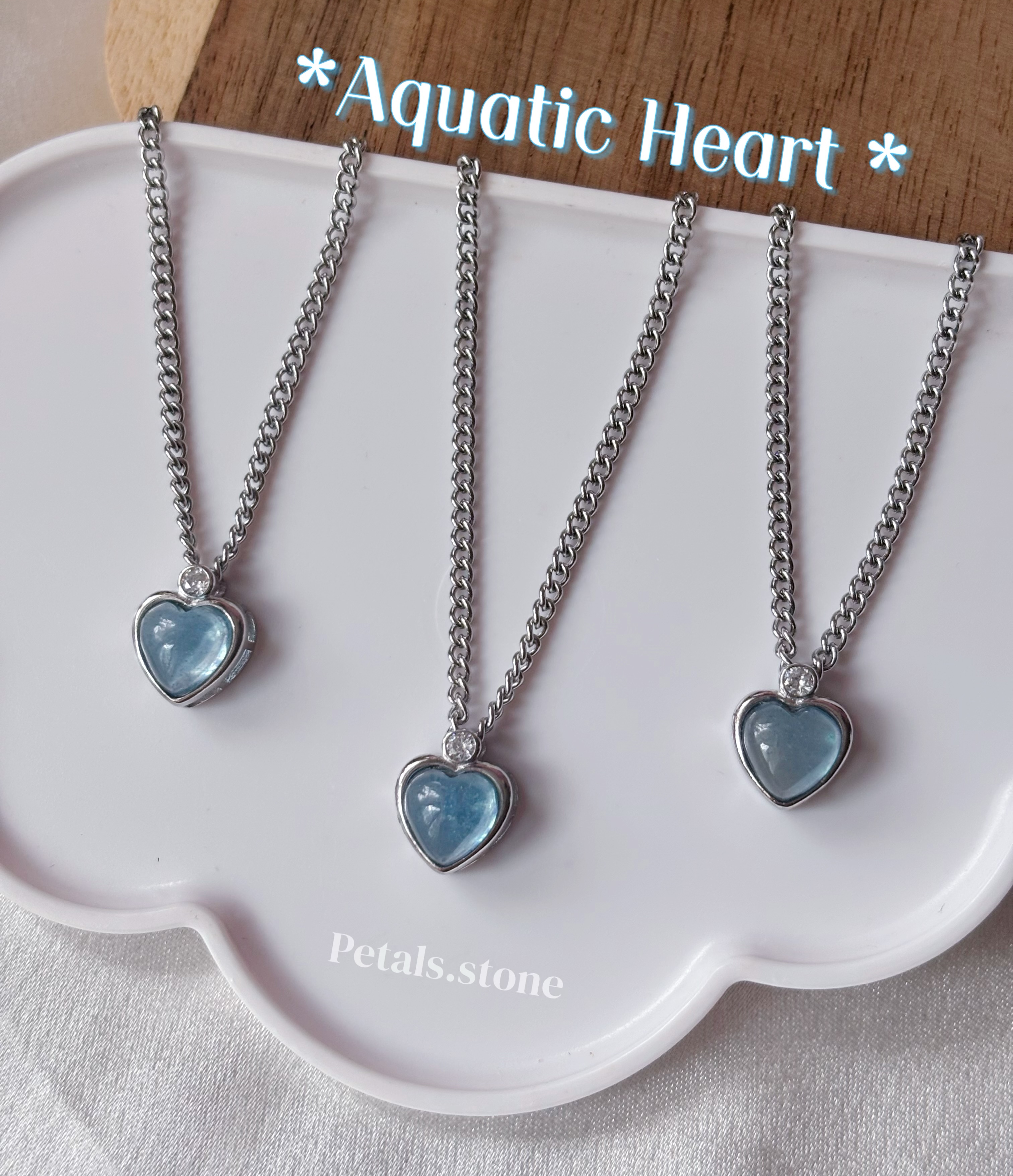 ⋆𓇢Aquatic Heart｜海藍寶心心頸鏈