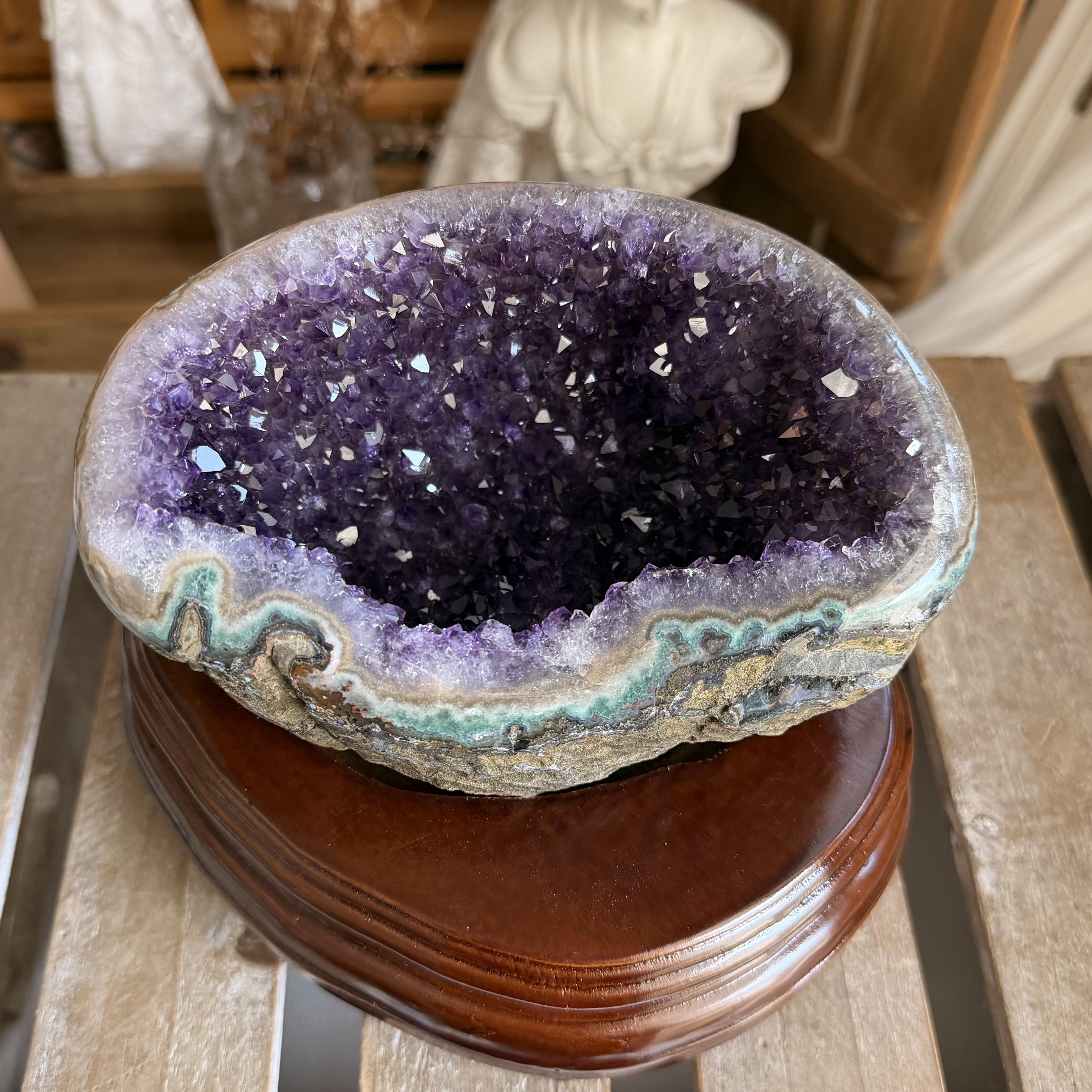 原皮紫晶錢袋子（包底座）