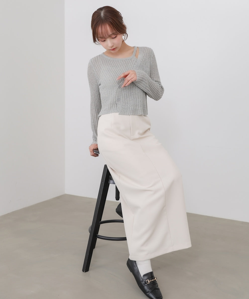 <JP>一件穿出層次感～ Layered Button Knit Top* 3色入 <預購>