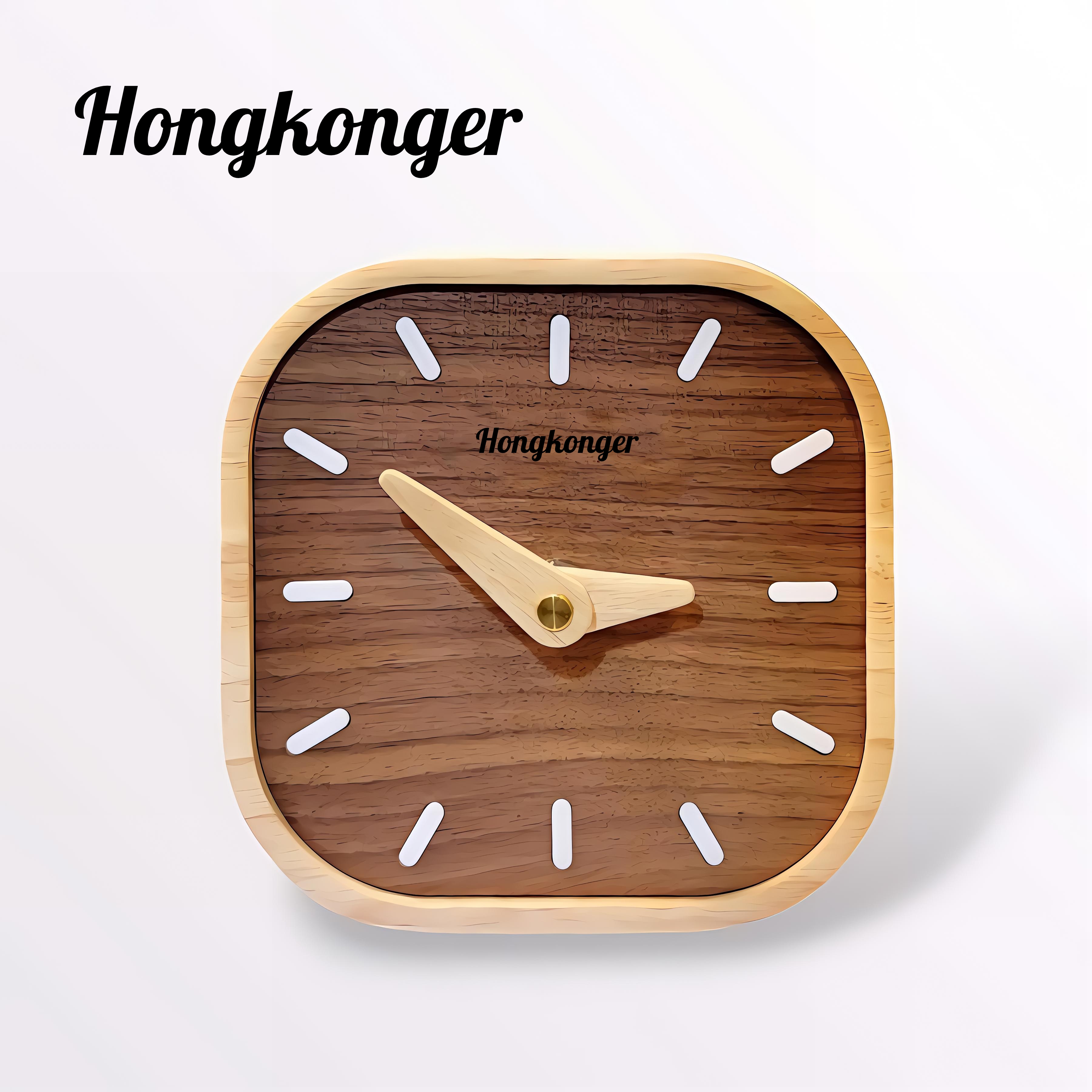 HONGKONGER 木製時鐘 | Wooden Desk Clock (免費刻名)