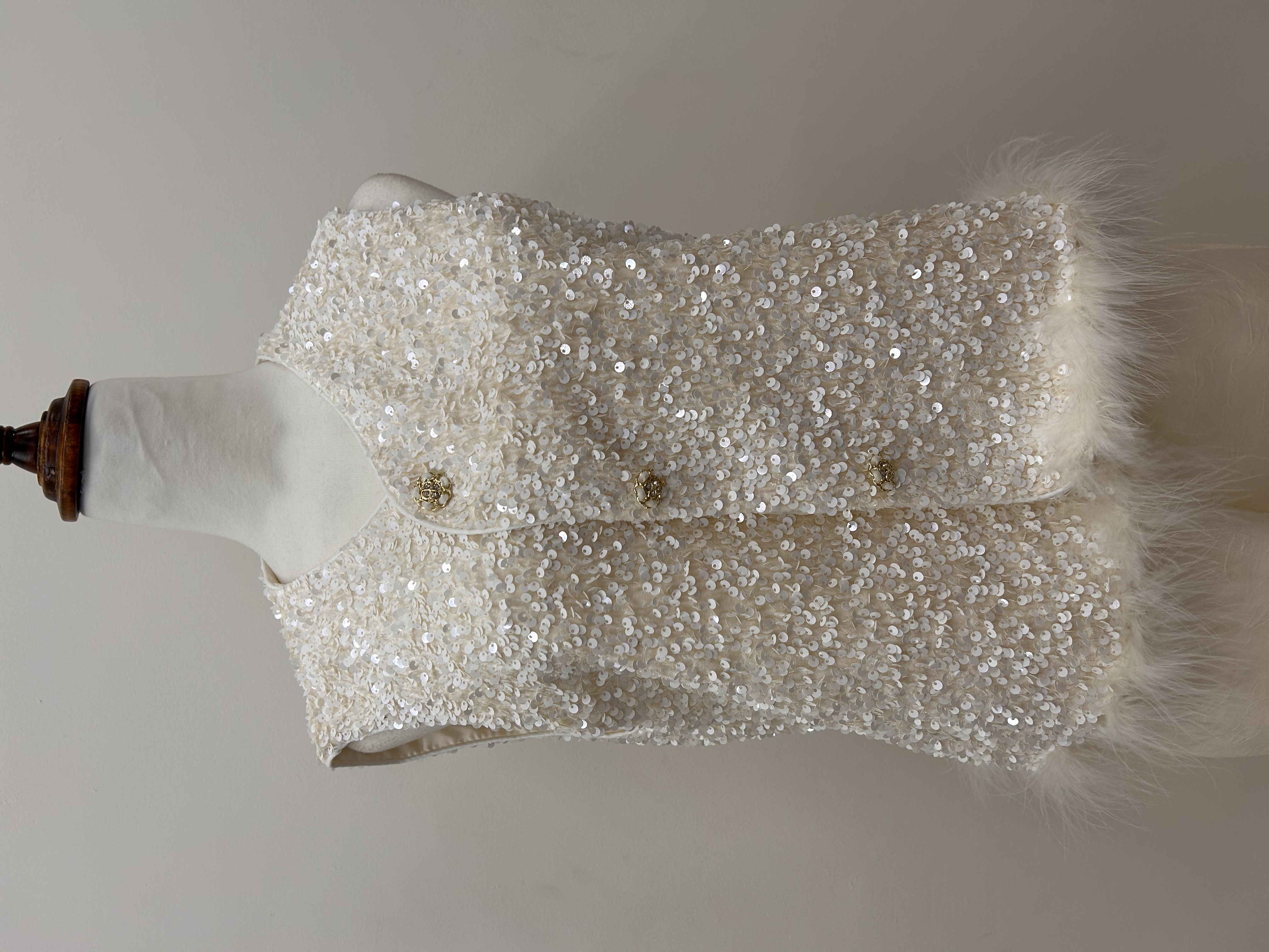 561.WB Sequin Tang Suit Vest Jacket White