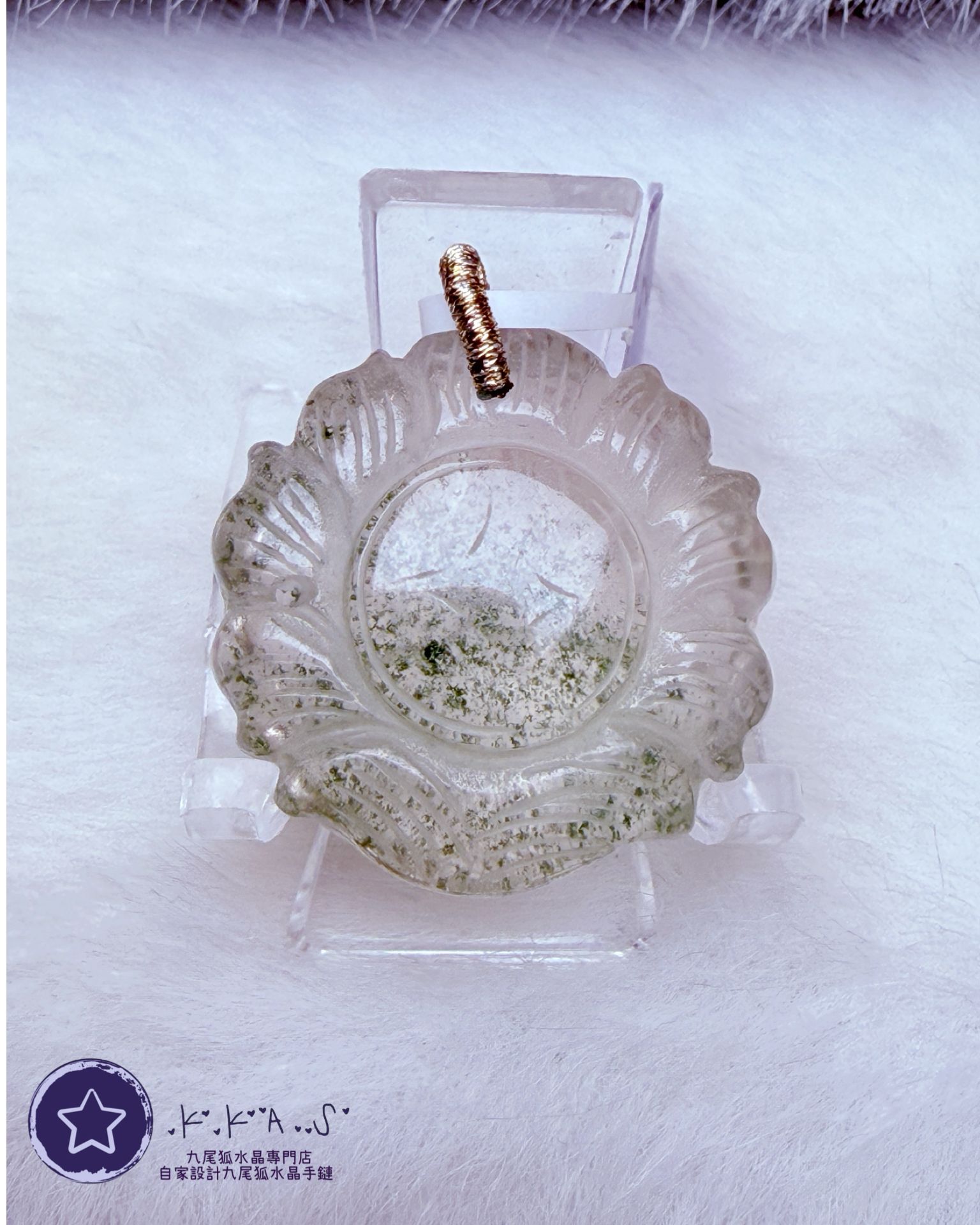 K00146 綠幽靈 雙狐 - 吊墜/手牌兩用款