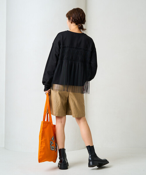 薄紗褶皺拼接衛衣