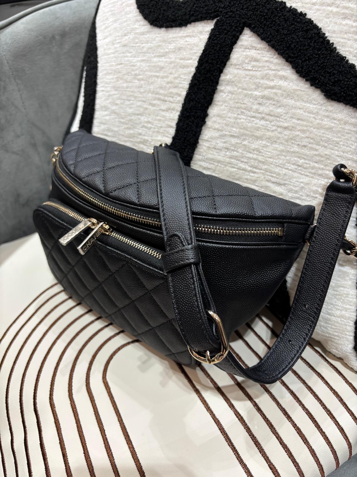 Chanel Waist Bag AS0987, Belt Bag hobo 黑色荔枝牛皮 100%Authentic,98%new  ✅28card✅塵袋✅BOX 