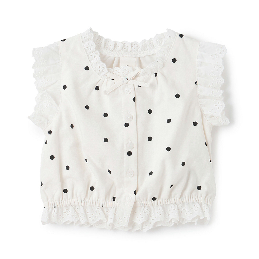 🇯🇵預訂 日本直送🇯🇵 Petit Main 三色優雅蕾絲條紋波點上衣