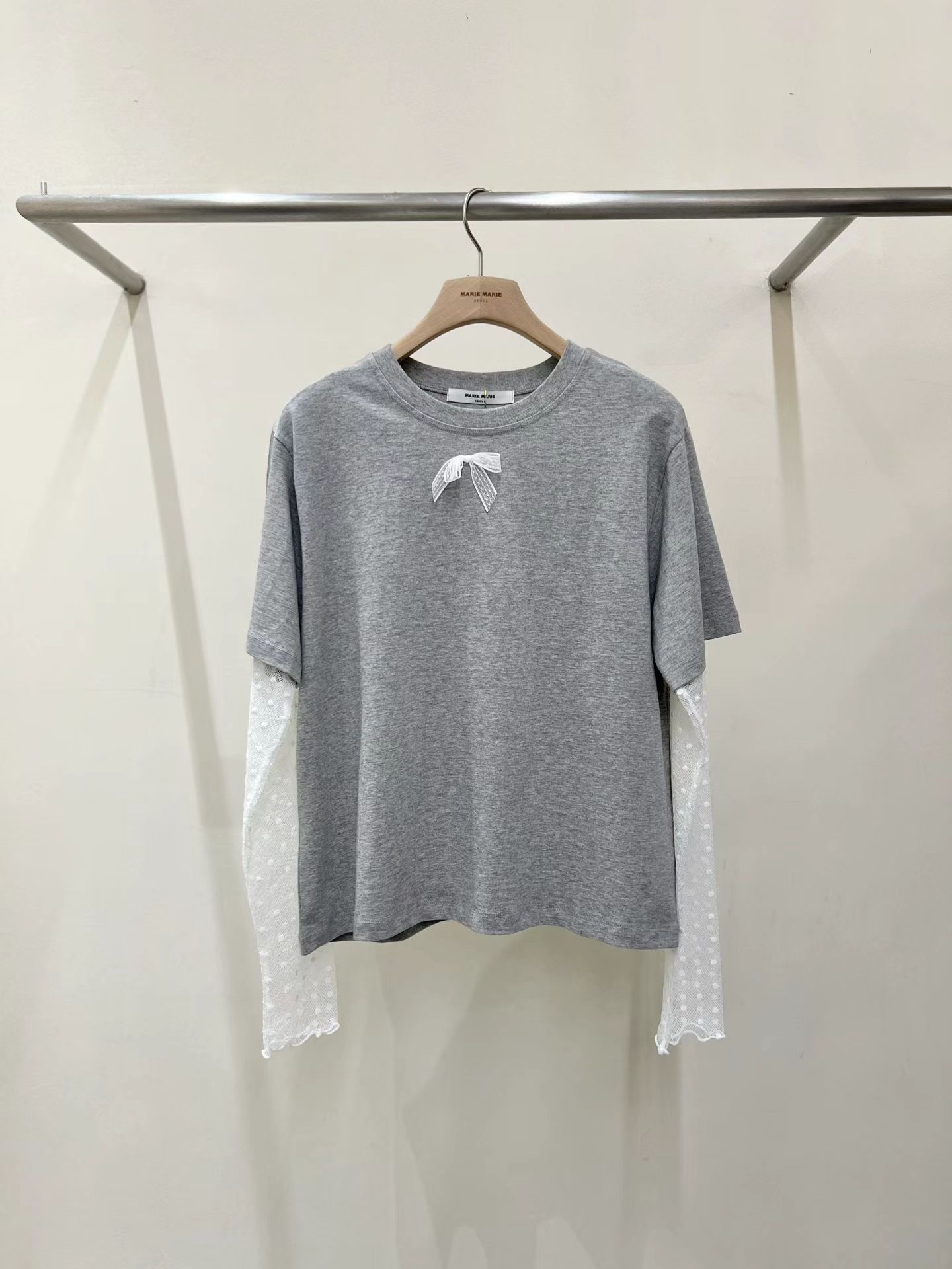 Marie 假2 件拼lace 袖Top