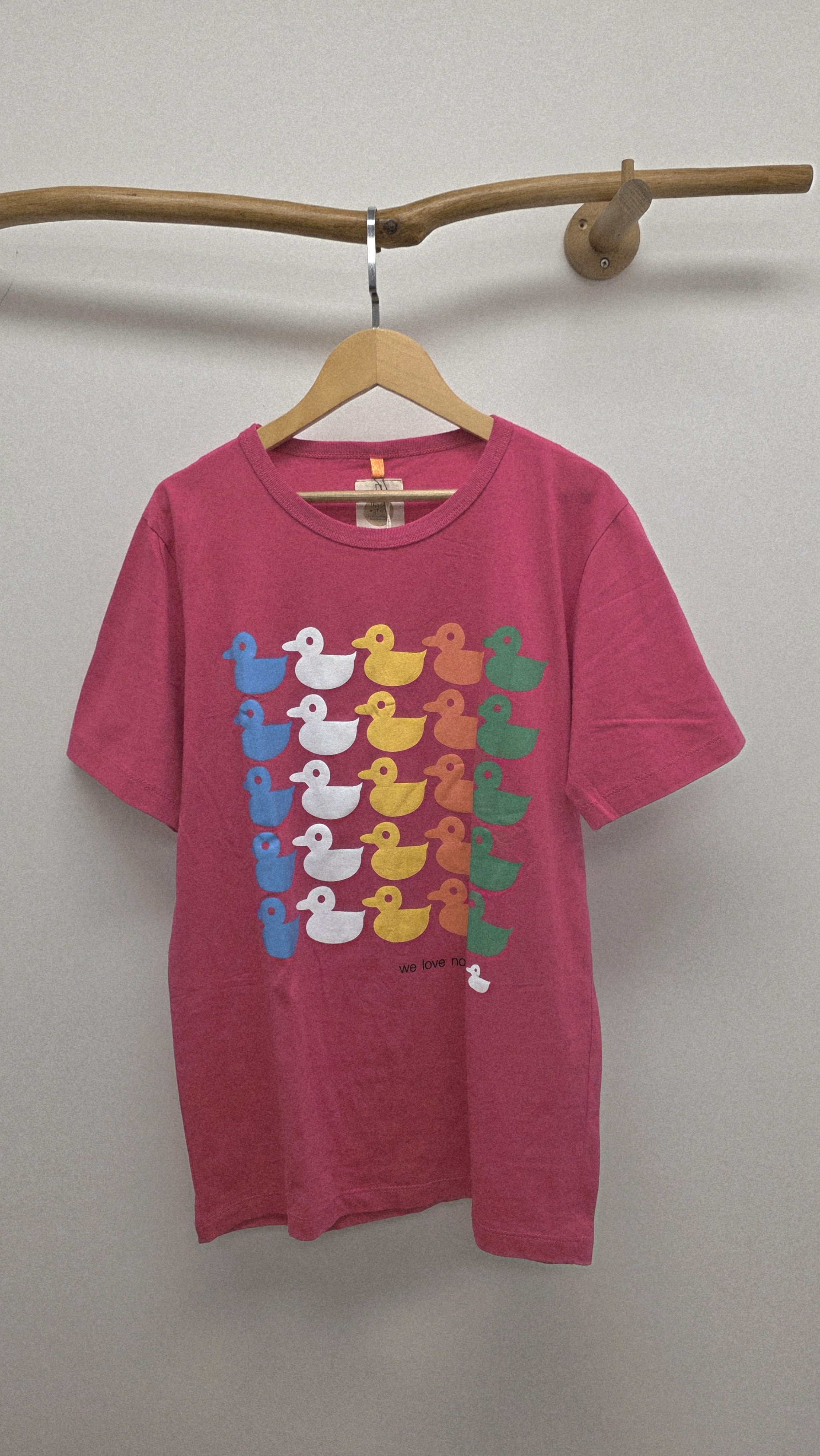 泰國粉紅彩鴨仔印圖棉Tee