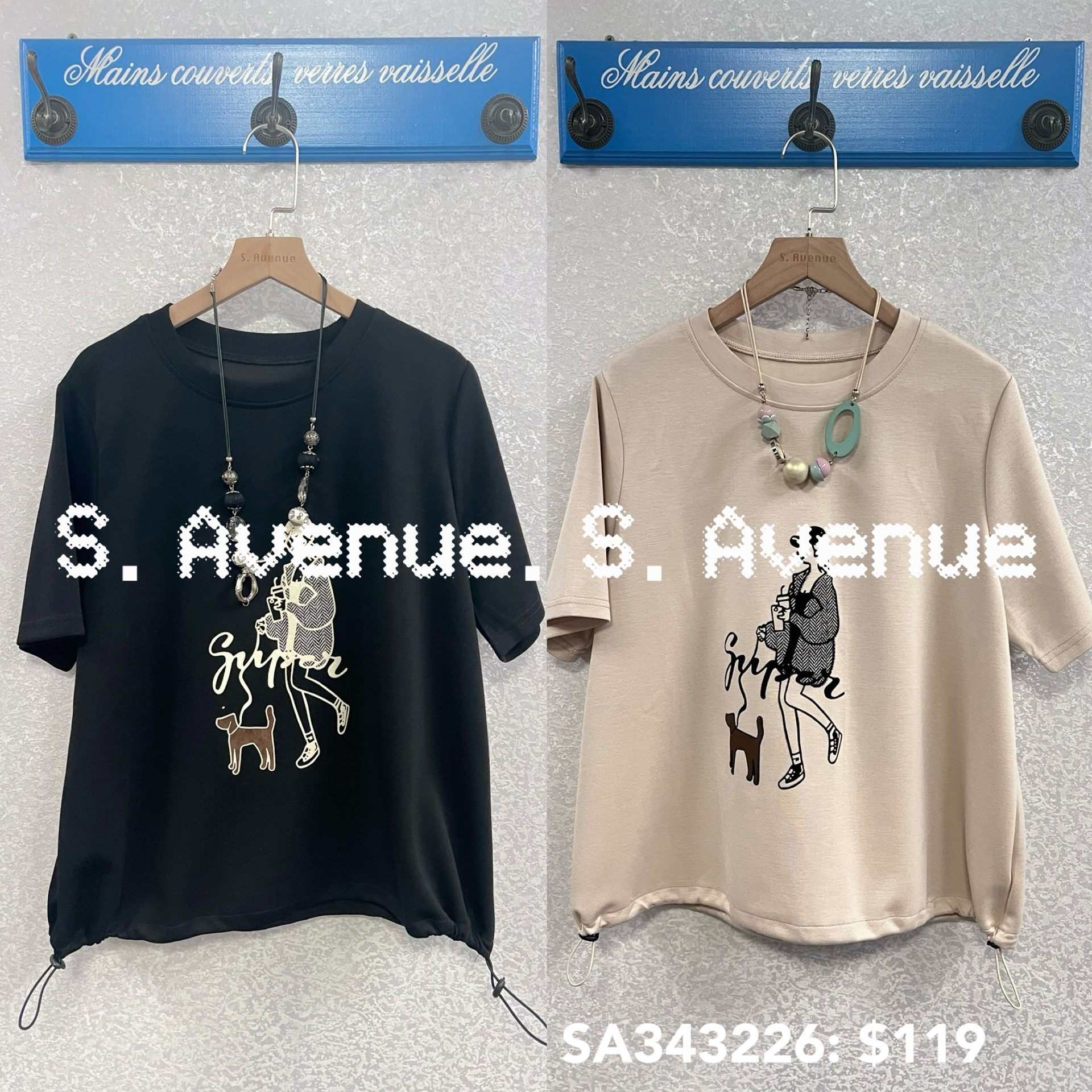 SA343226: 短袖女人圖案束腳tee