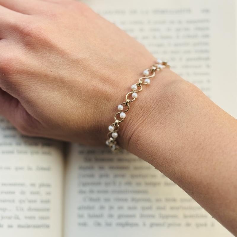 Vintage Napier S shape Faux Pearl Bracelet - 15cm/6"(MT2193)