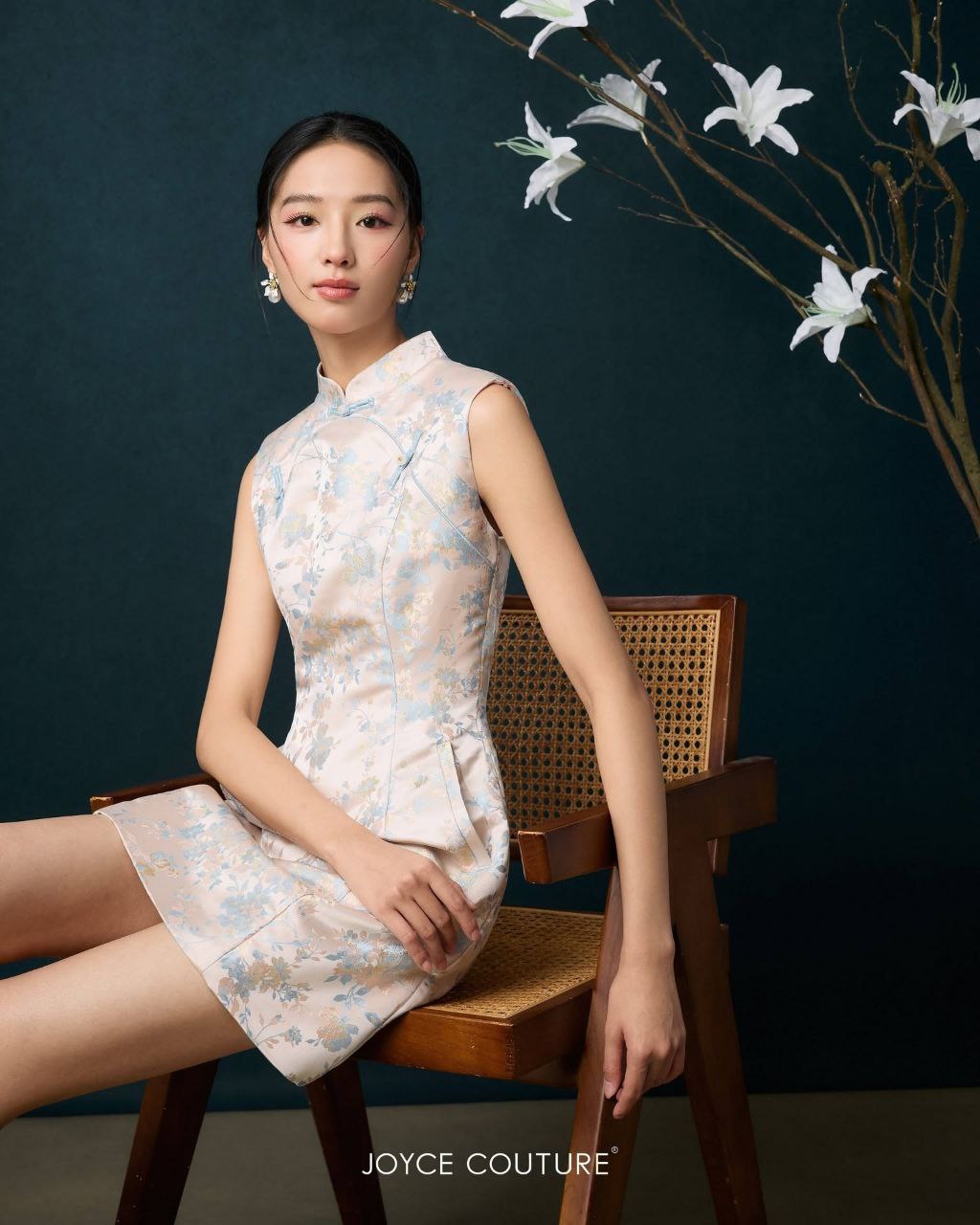 无袖传统旗袍连身裙 D0102