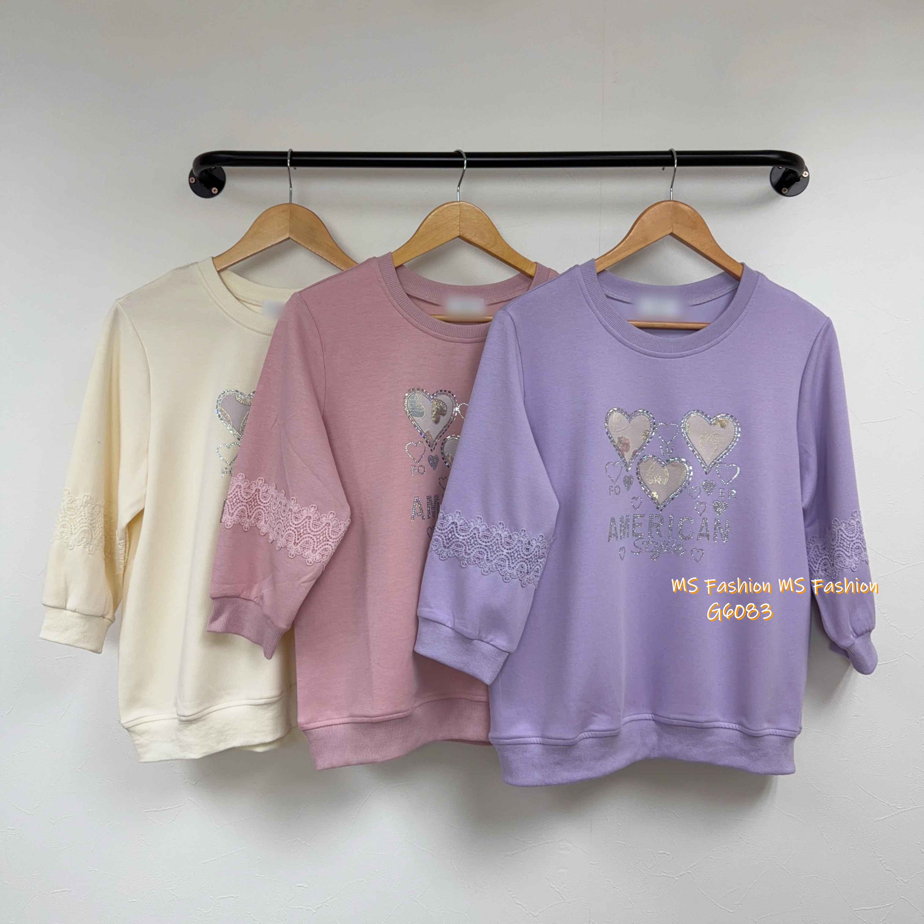 G6083 韓國🇰🇷心心圖案閃石top