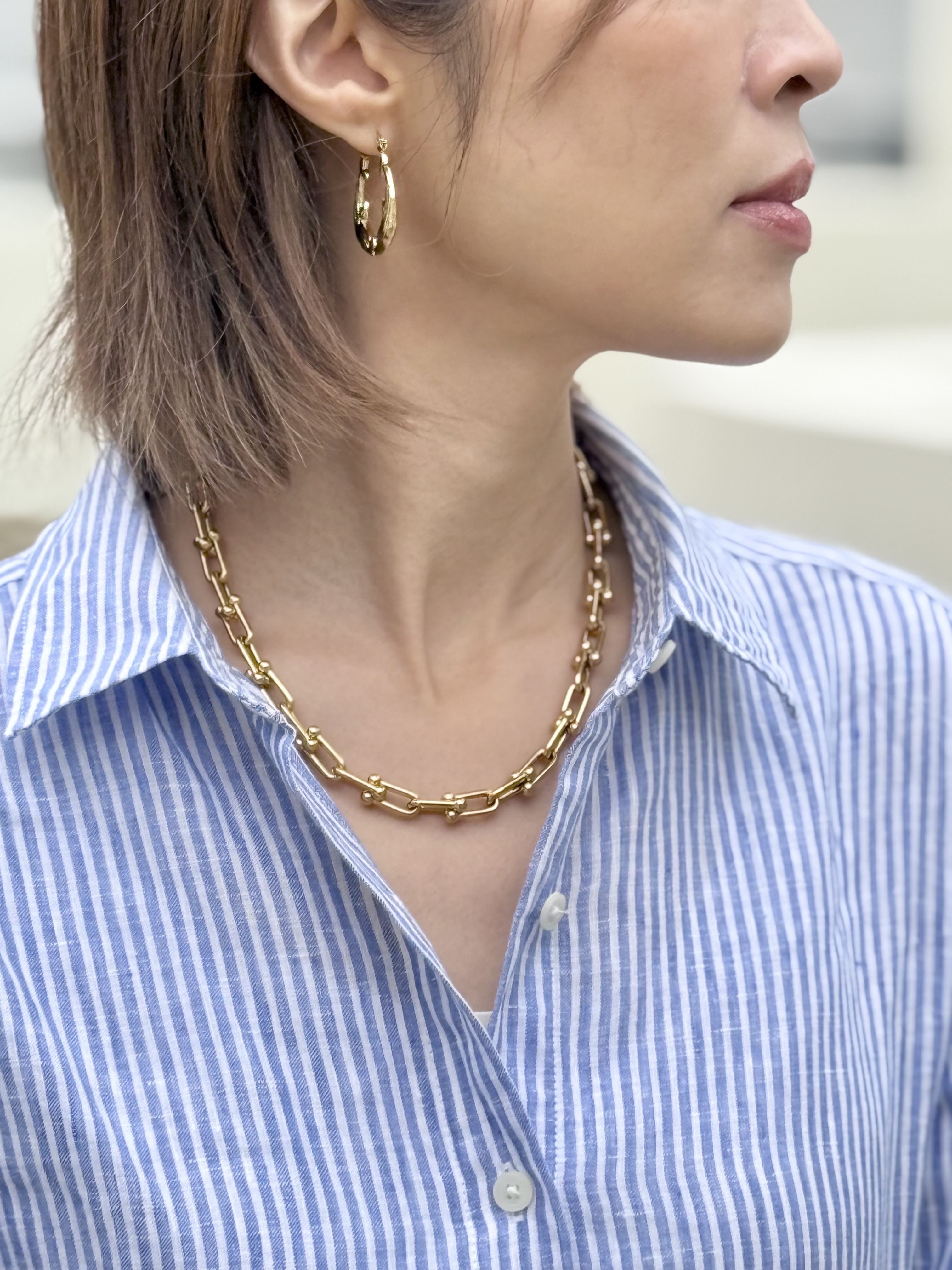 Gold clip stainless necklace