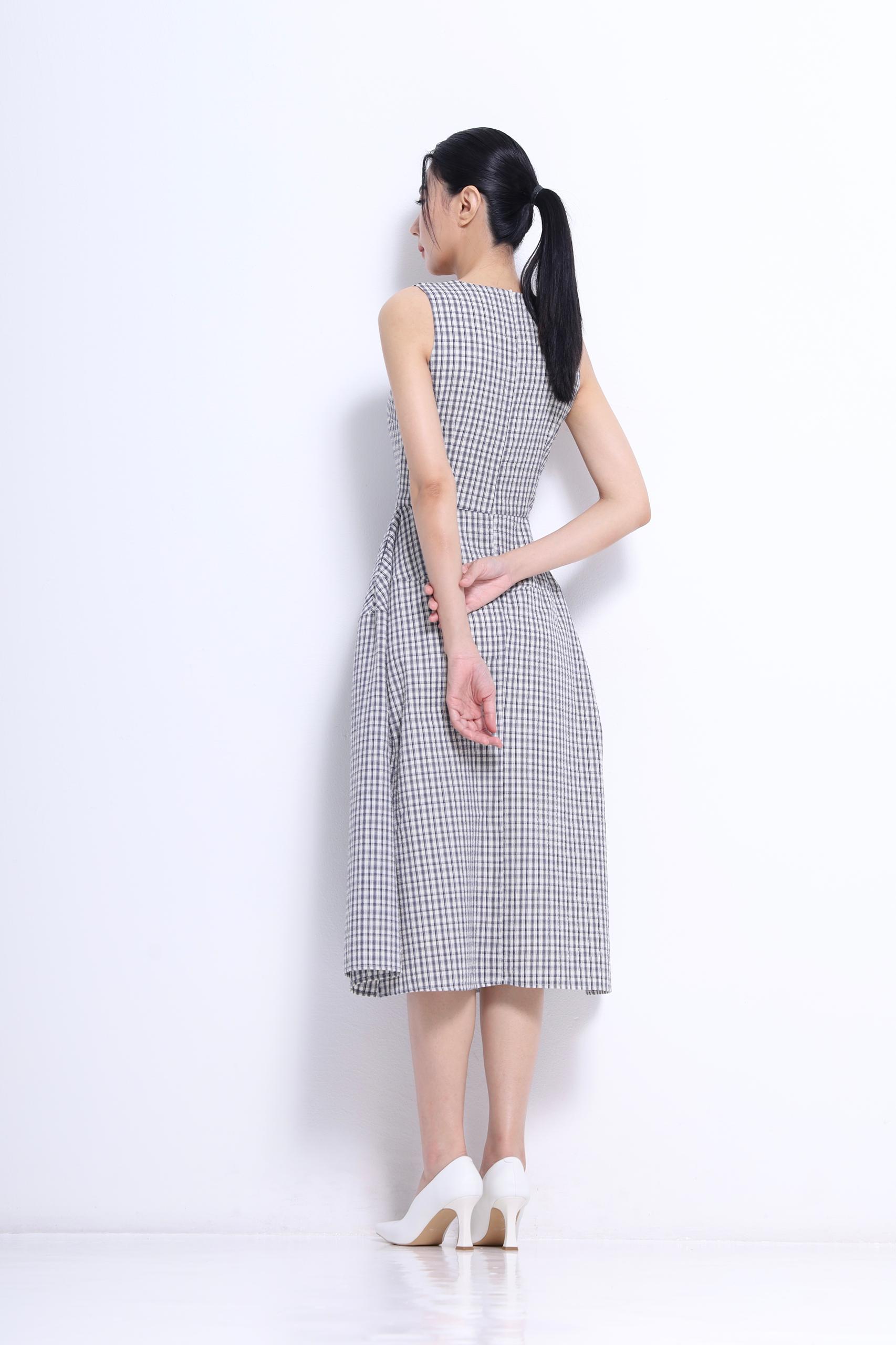 CD2154 Charlotte Gingham Midi Dress
