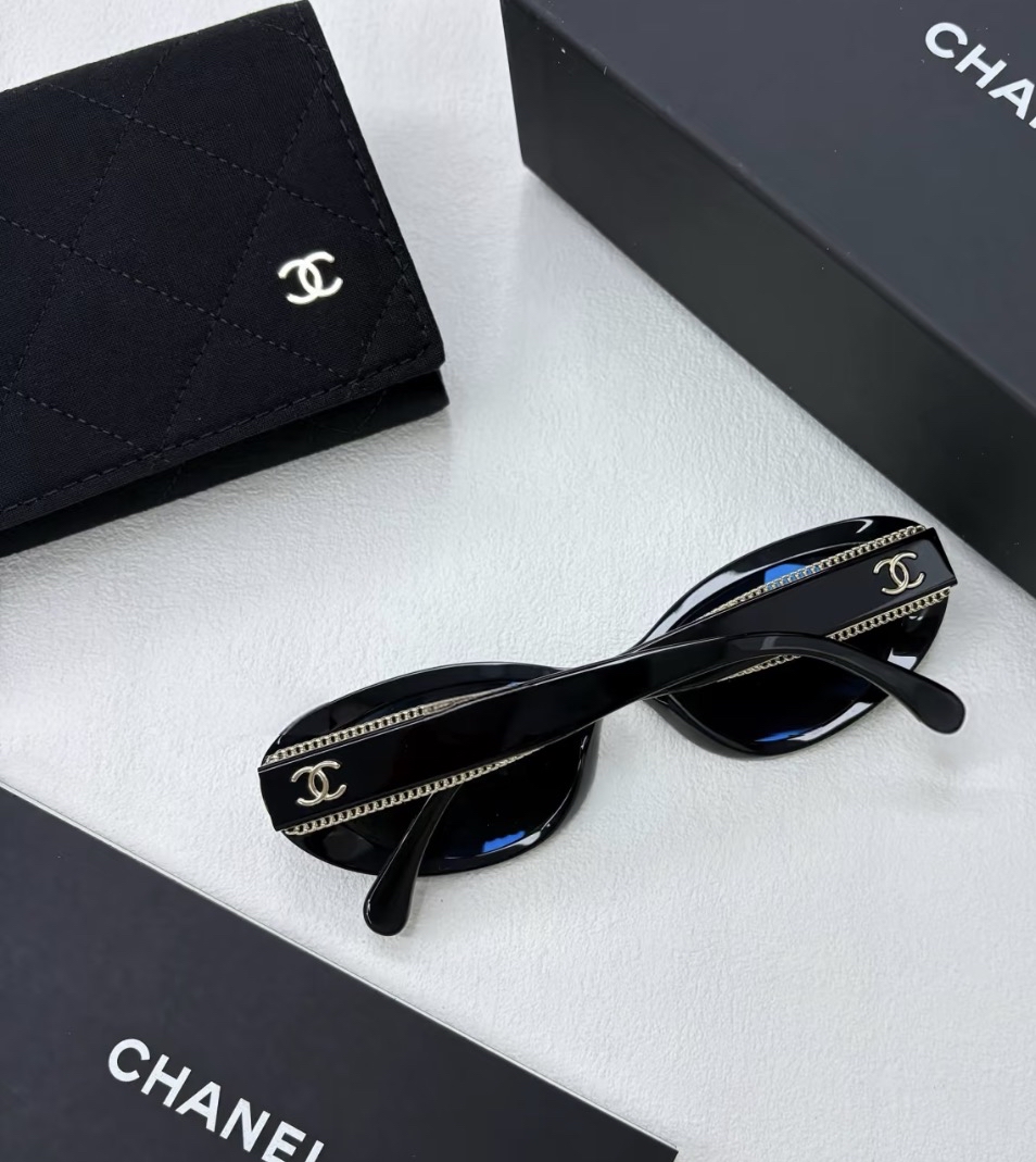 現貨優惠💖Chanel 爆款oval 金色鏈條太陽眼鏡