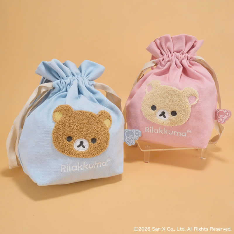 鬆弛熊立體毛圈刺繡手挽索袋｜全2款