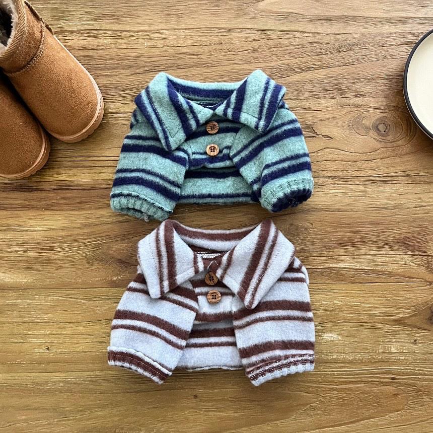 韓國 毛毛間條 衫衫 💚🩵