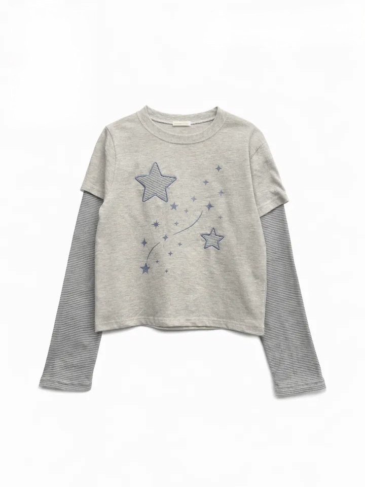 Star Graphic Layered Long Sleeve Tee