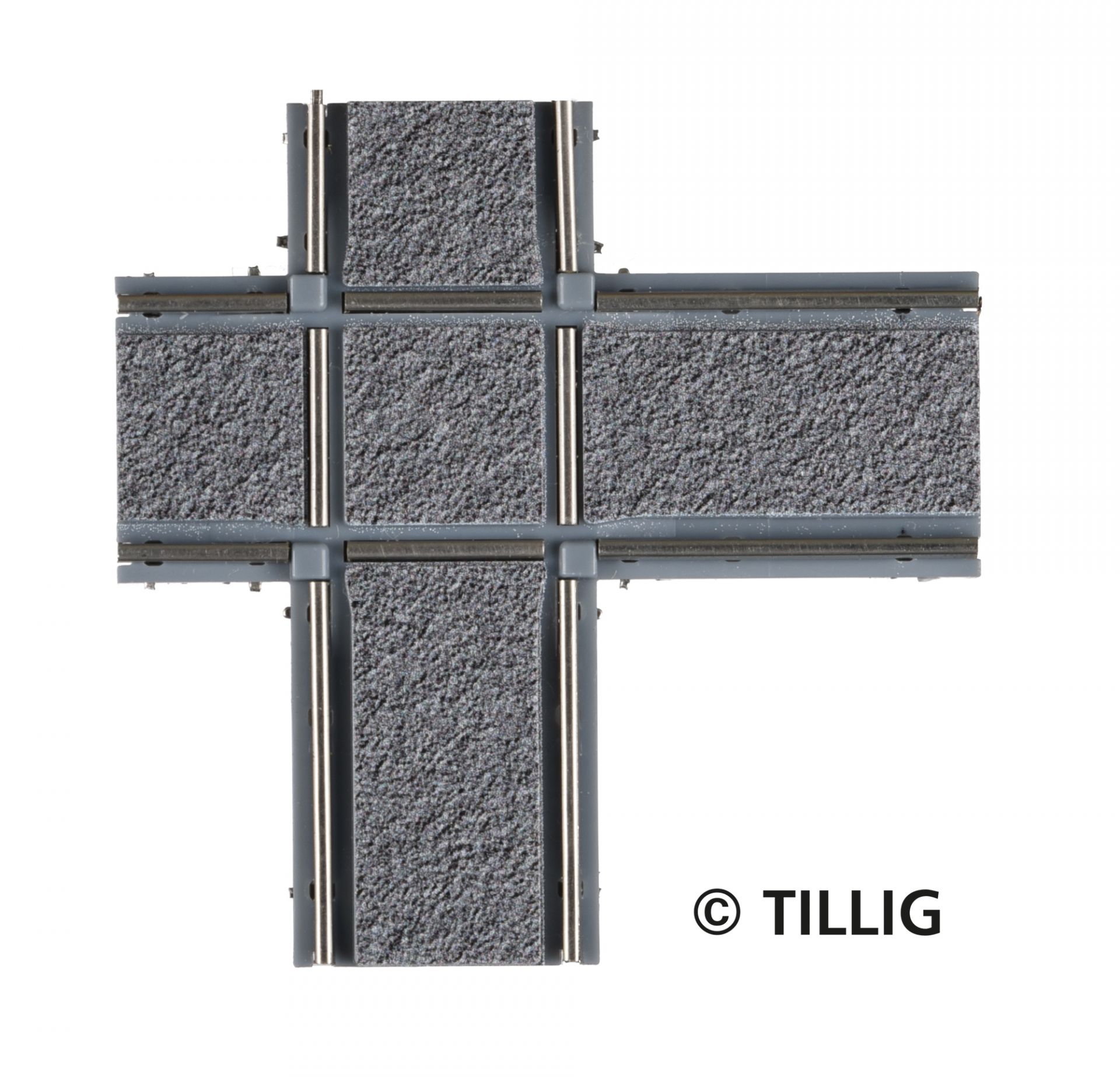 Tillig LUNA HO 十字路口鋪路石1:87 Crossing bitumen/concrete 馬路路軌•城市輕軌•電車路軌