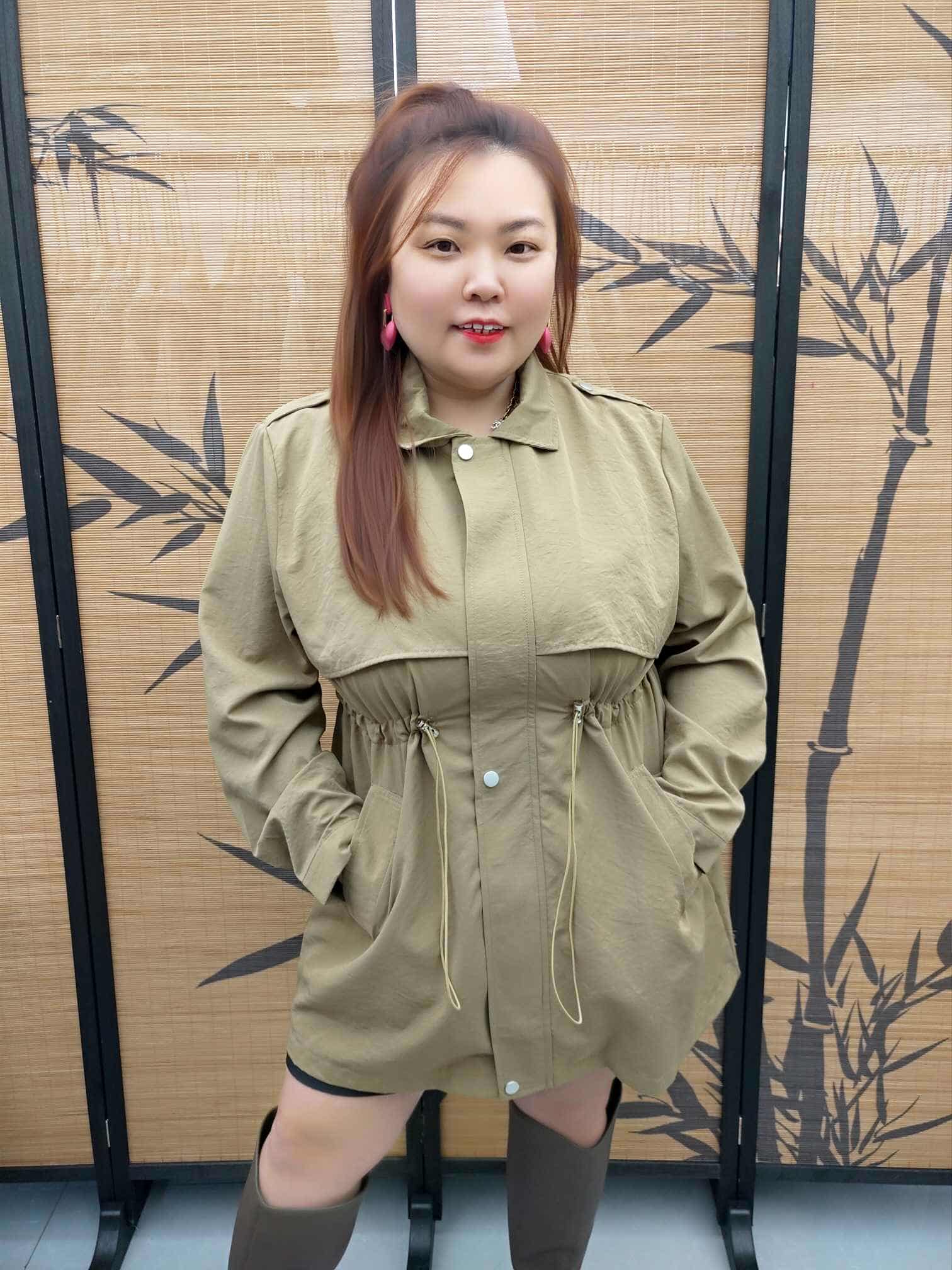 DDF06 8397(B12) 抽绳收腰风衣外套