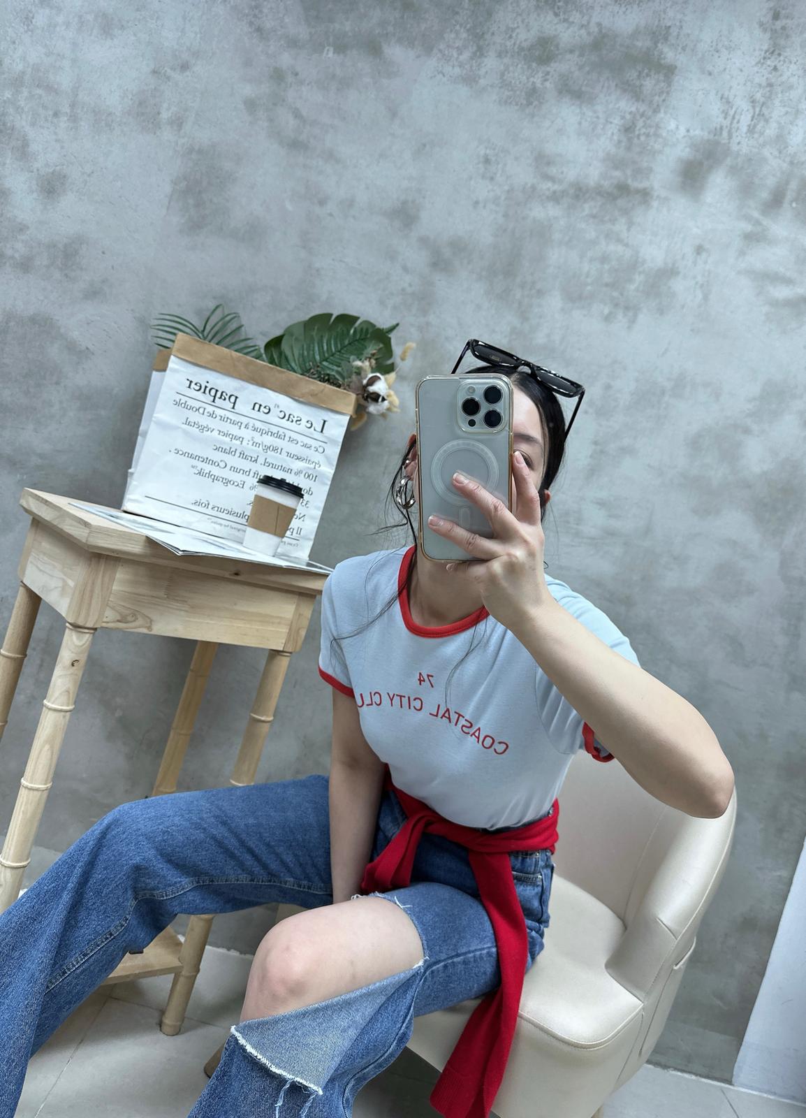 K07 拼色領Tee